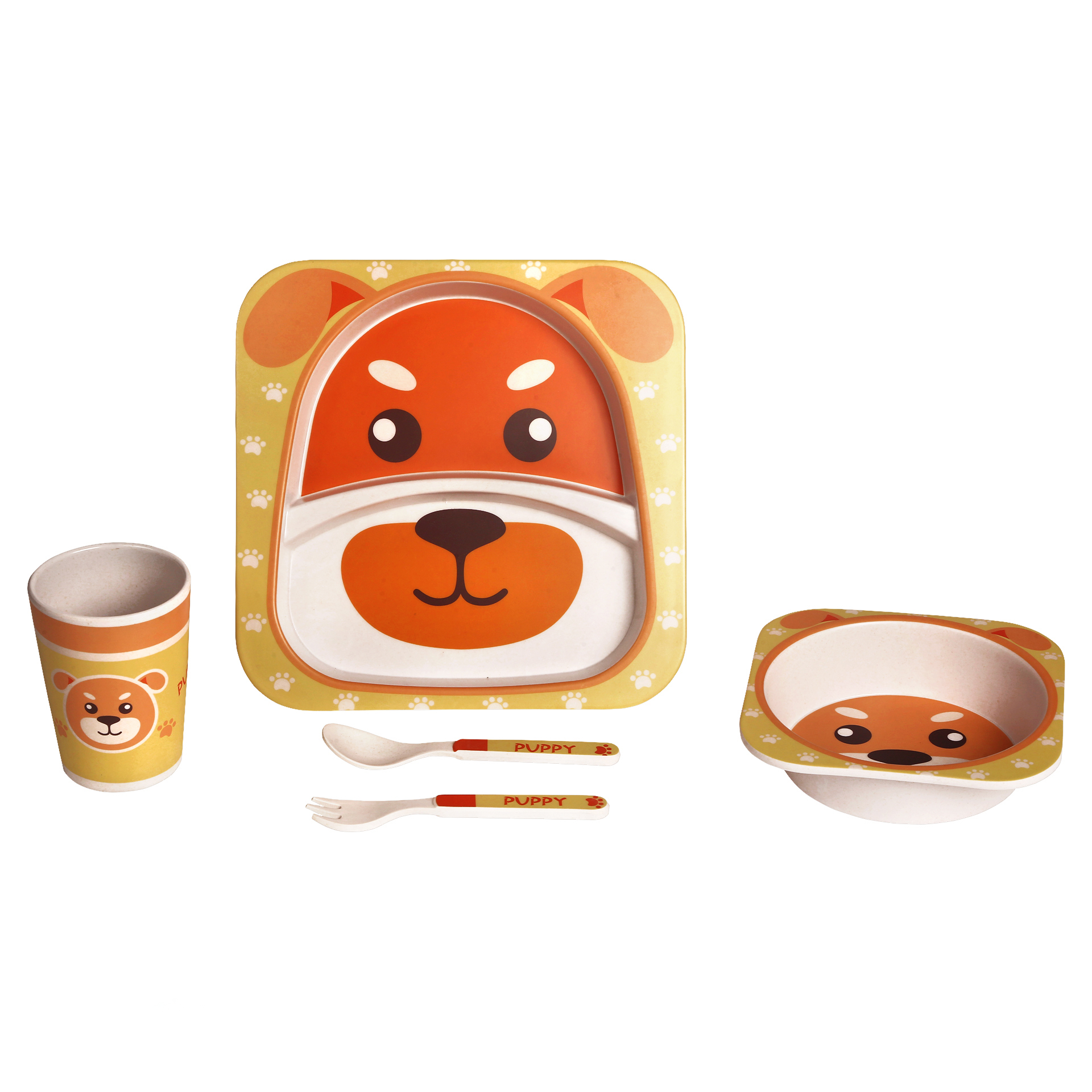 Tiger Orange Bamboo Fiber Dinner Set Large - Baby Moo