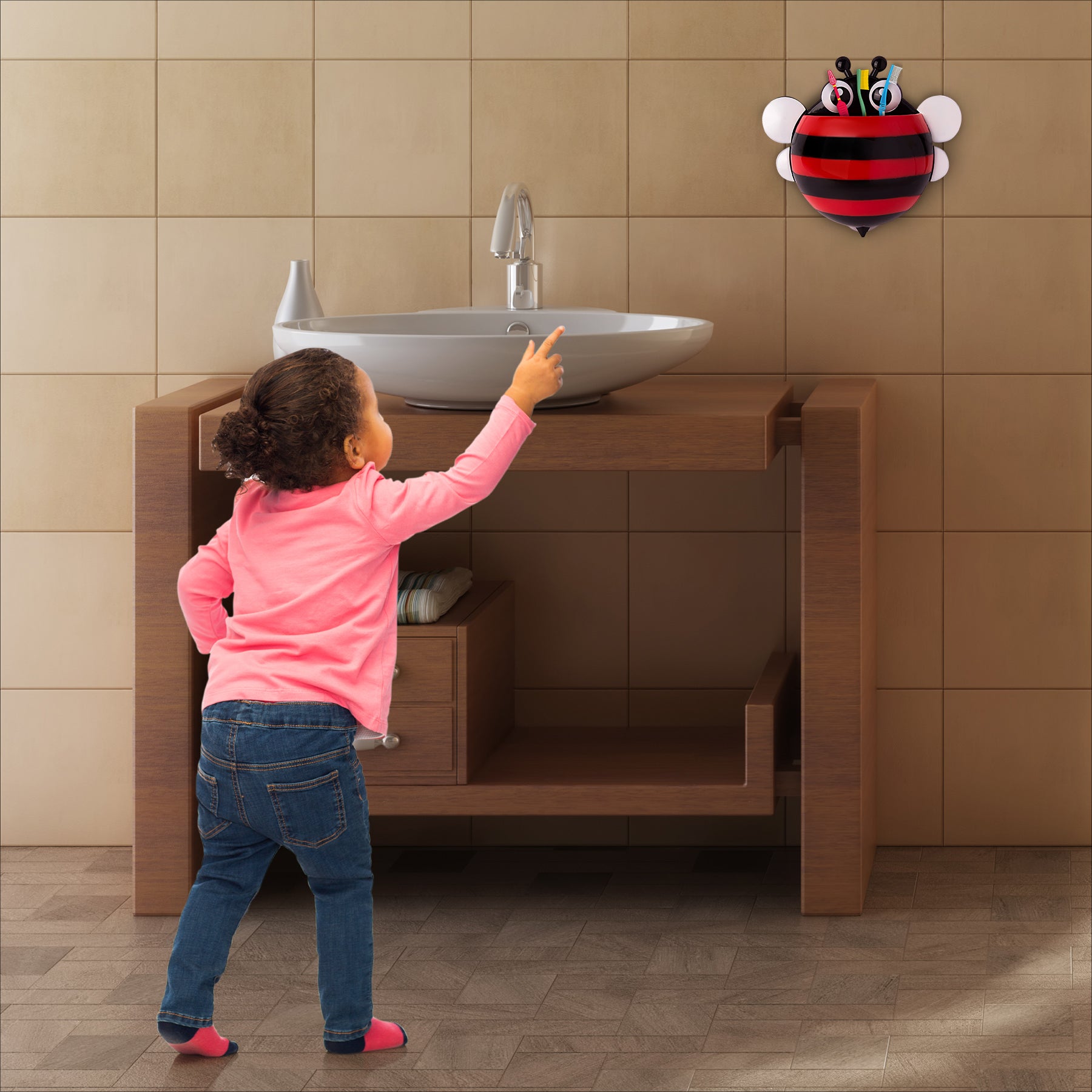 Bee Red Toothbrush Holder - Baby Moo