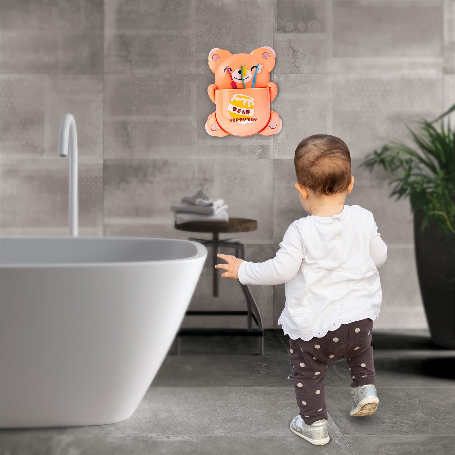 Blushing Bear Orange Toothbrush Holder - Baby Moo