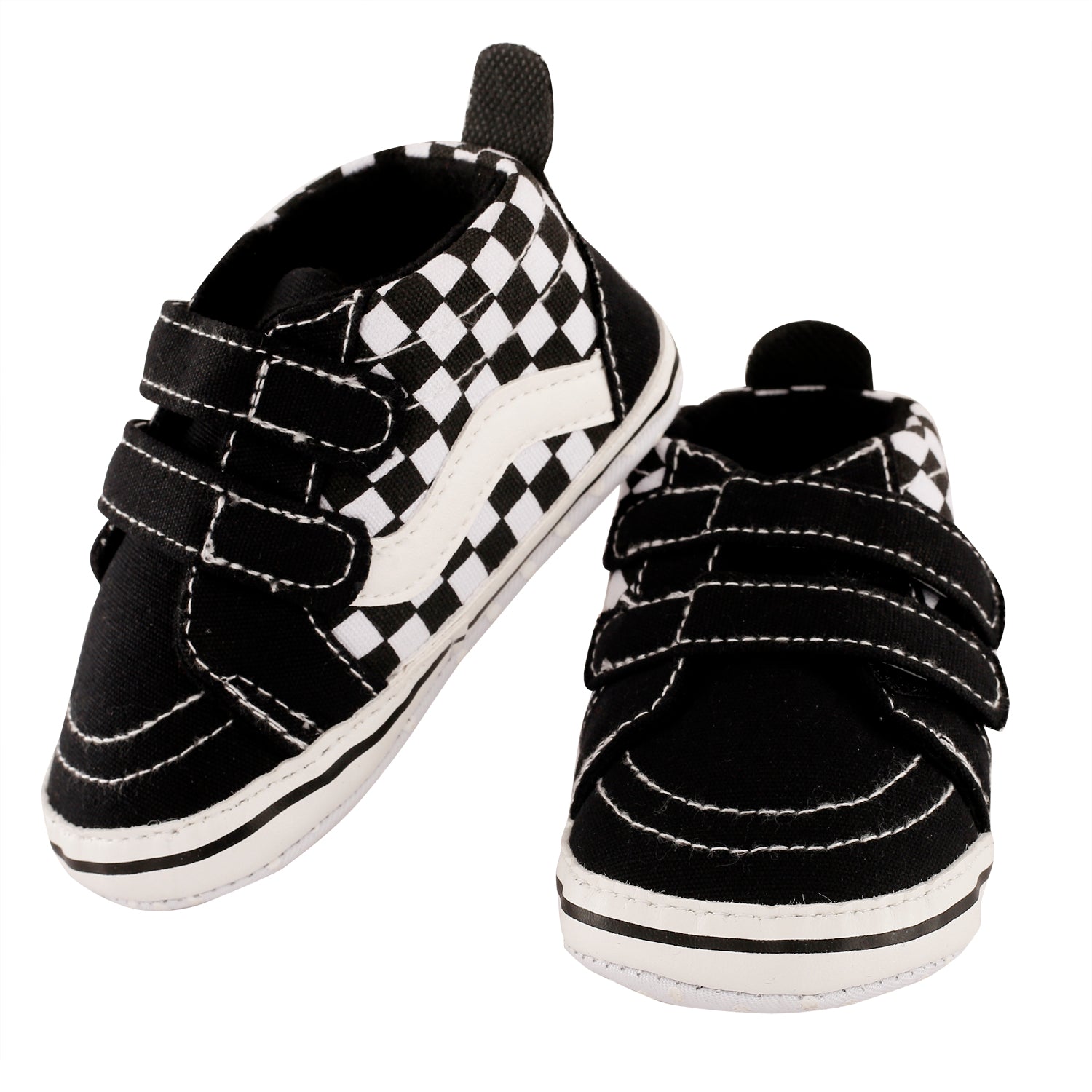 Chequered Black Casual Booties - Baby Moo