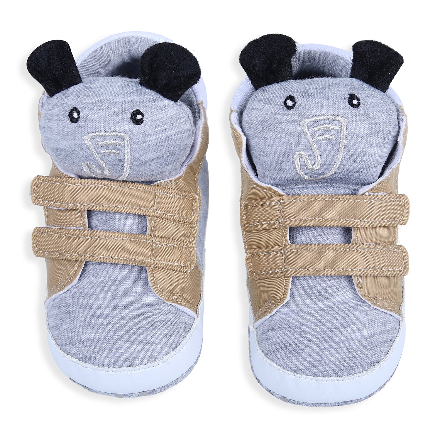 Elephant Cute And Stylish Comfy Velcro Booties - Grey - Baby Moo