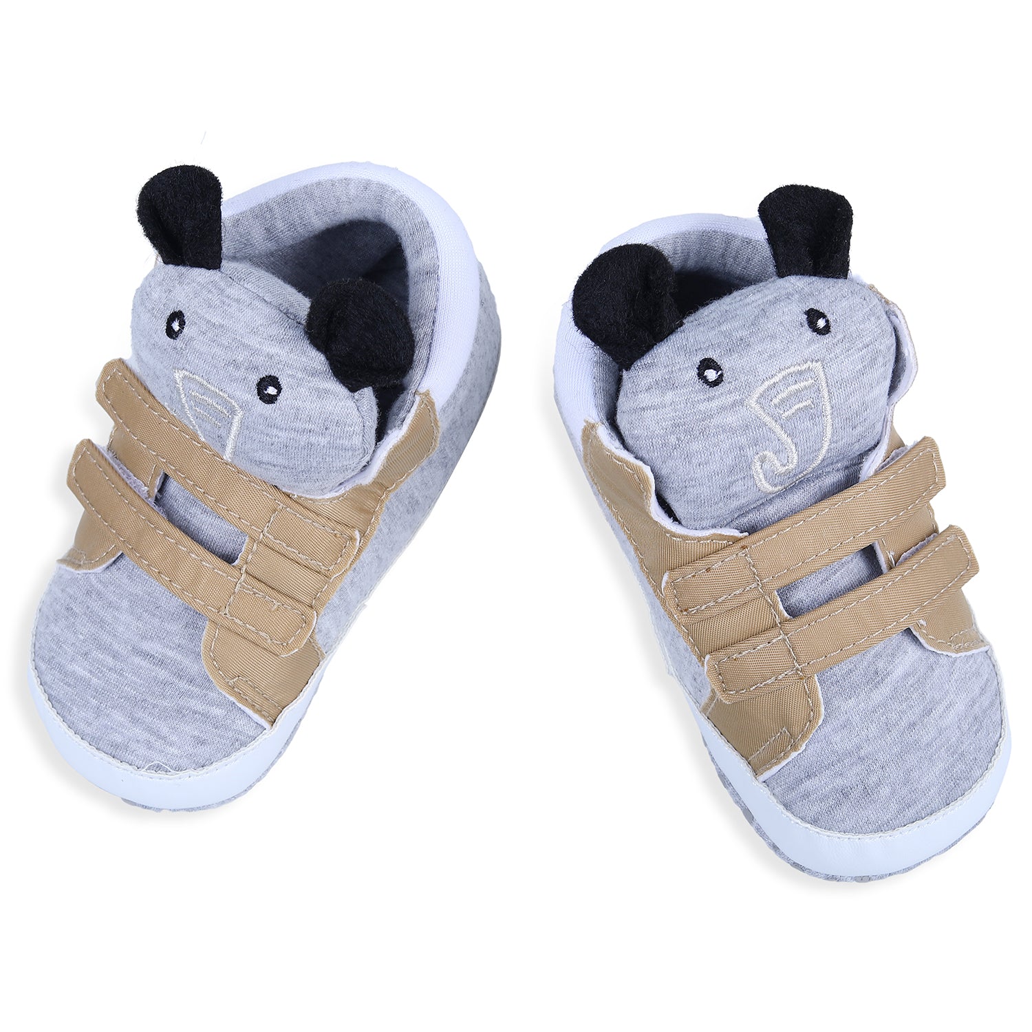 Elephant Cute And Stylish Comfy Velcro Booties - Grey - Baby Moo