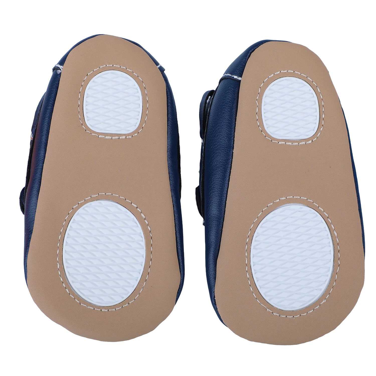 Solid Hookloop Stylish Leather Velcro Shoes - Navy Blue - Baby Moo