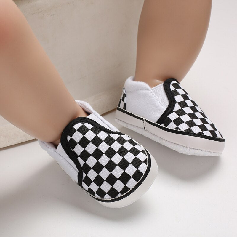 Classic Checkerboard Signature Comfortable Slip-On Booties - Black And White