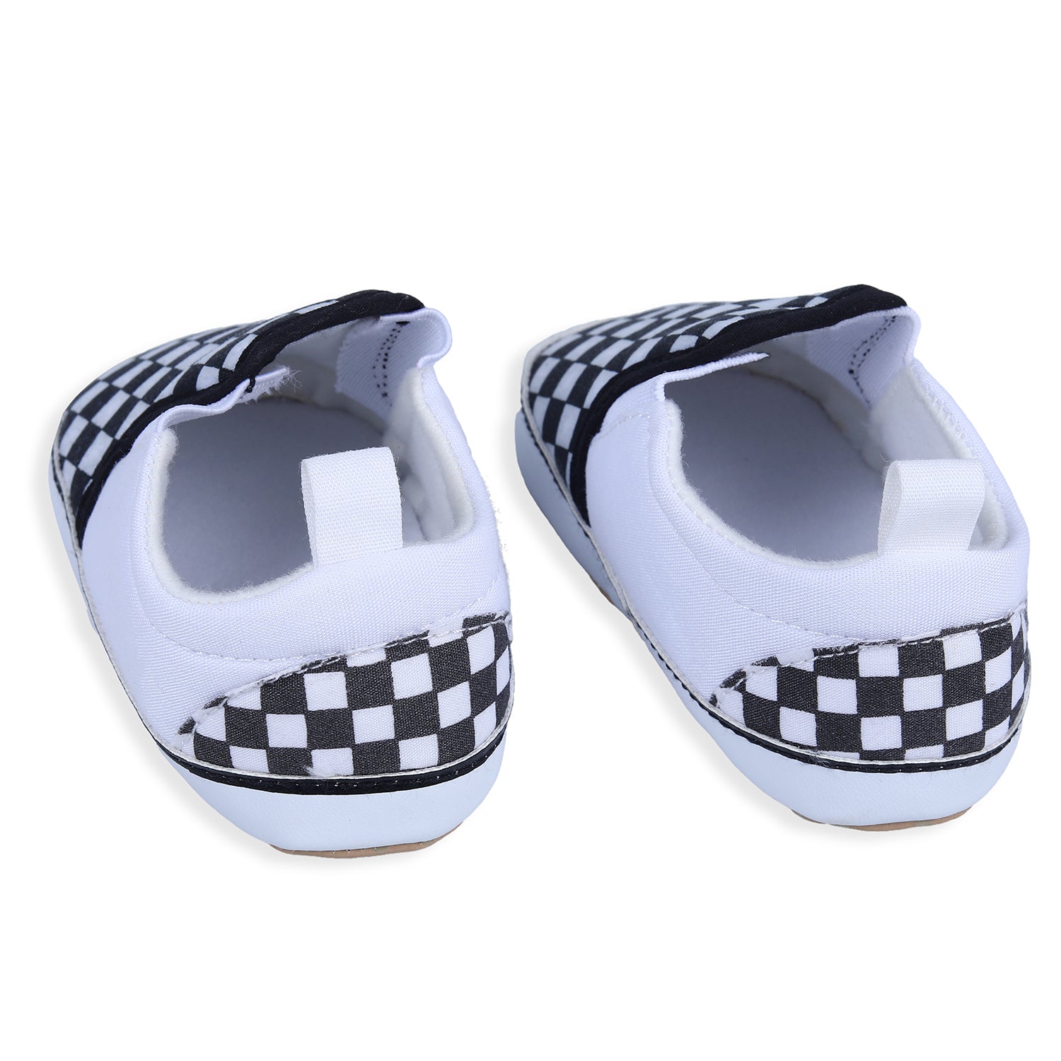 Classic Checkerboard Signature Comfortable Slip-On Booties - Black And White - Baby Moo