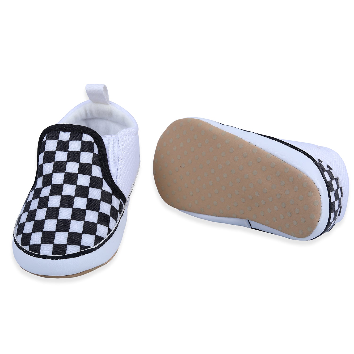 Classic Checkerboard Signature Comfortable Slip-On Booties - Black And White - Baby Moo