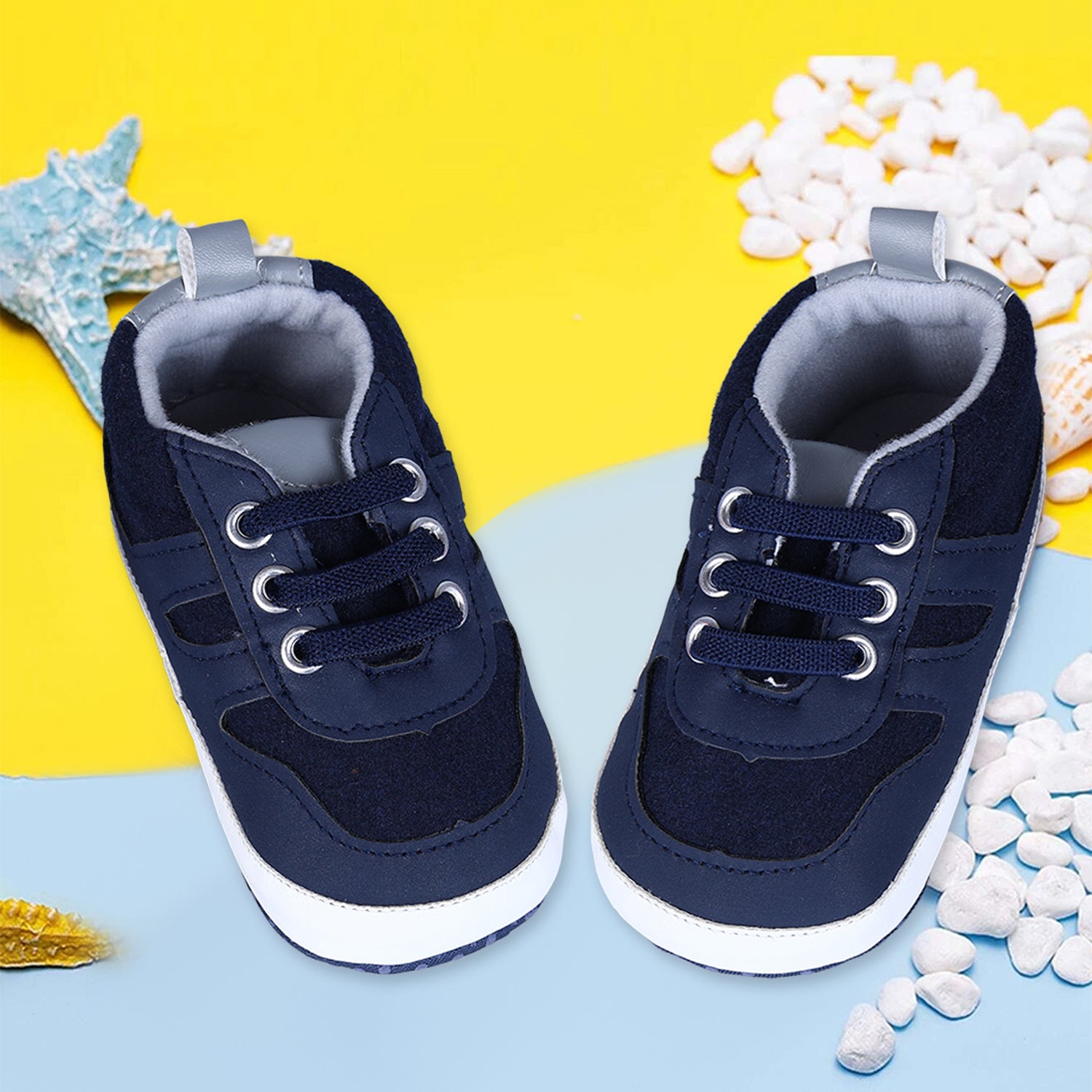 Lace-up Colour-blocked Comfortable Anti-Slip Sneaker Booties - Blue