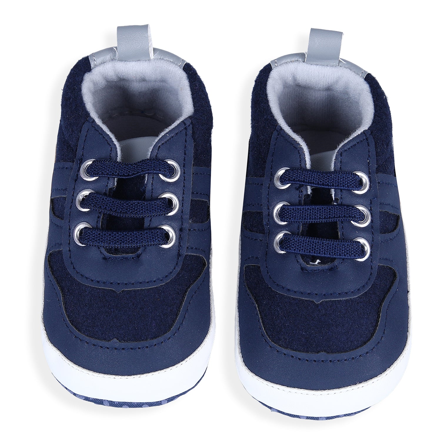 Lace-up Colour-blocked Comfortable Anti-Slip Sneaker Booties - Blue - Baby Moo