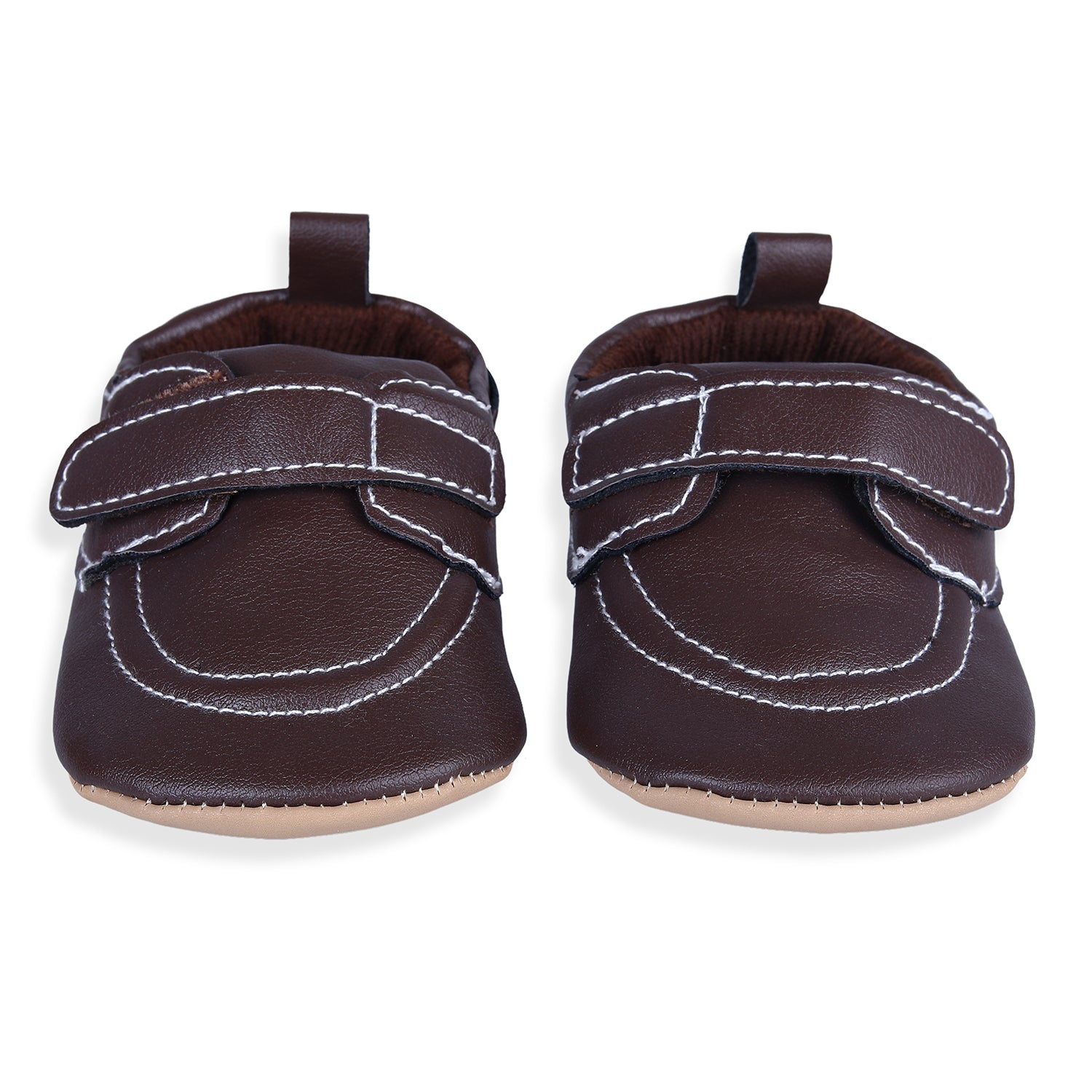 Solid Hookloop Stylish Leather Velcro Shoes - Brown