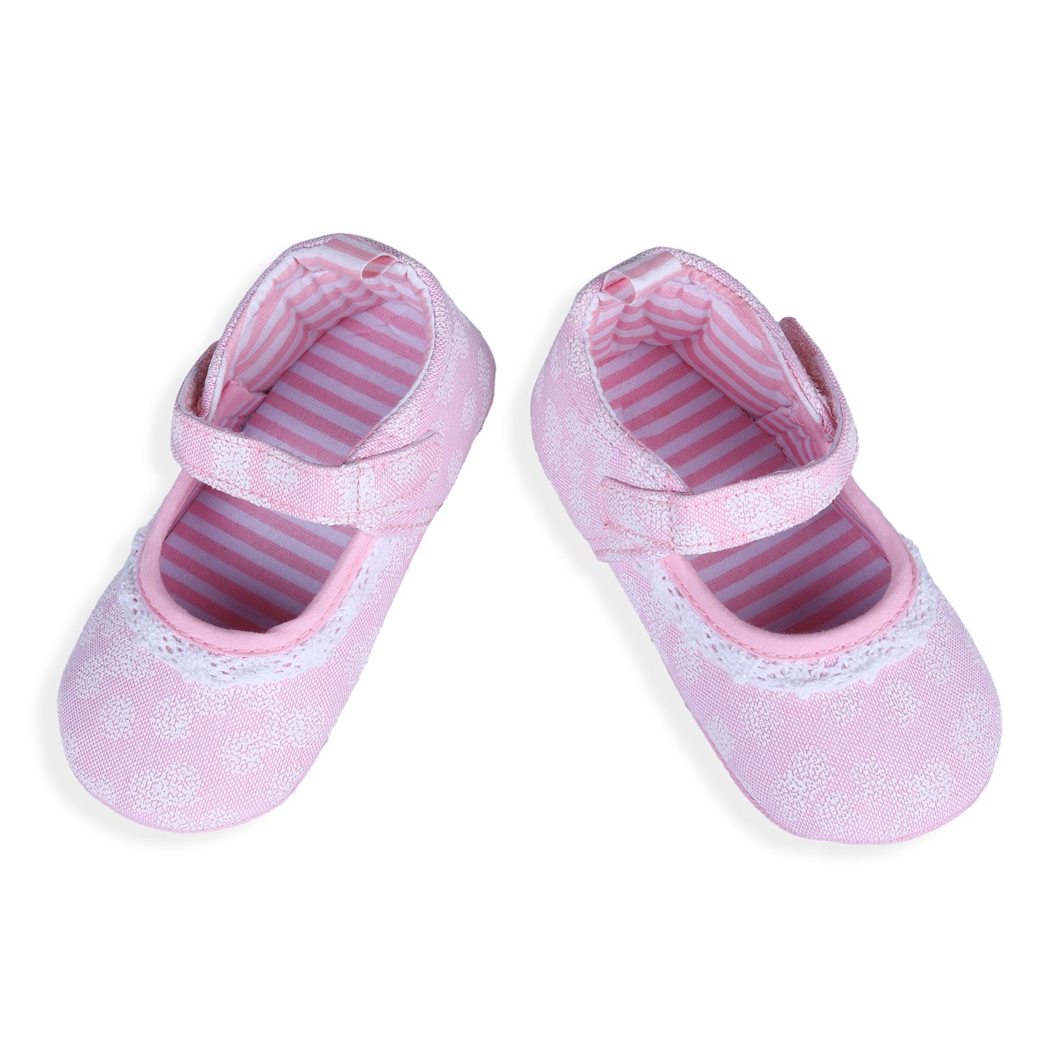 Textured Hookloop Premium Girls Anti-Slip Ballerina Shoes - Pink