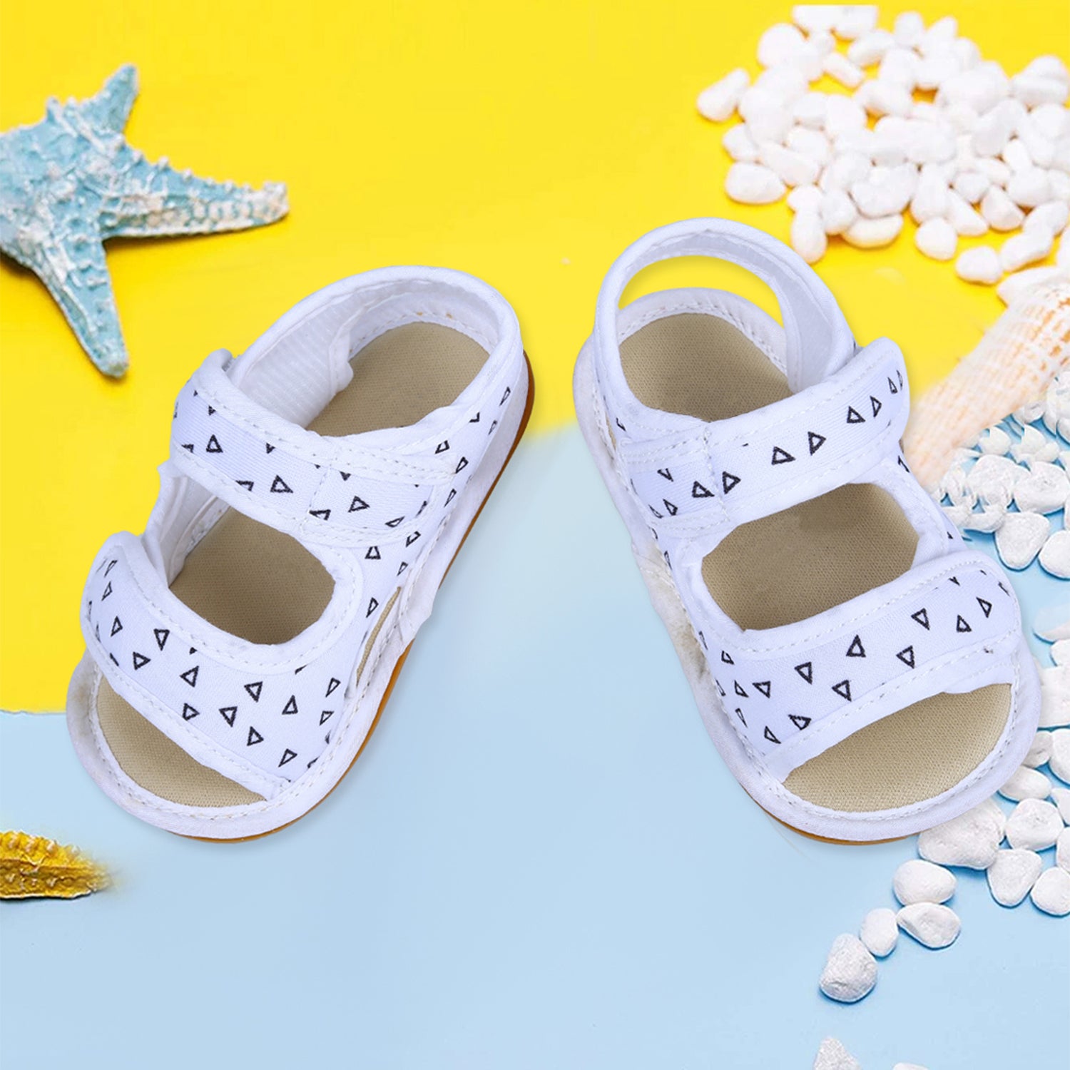 Triangle Comfortable Anti-skid Floater Sandals - White - Baby Moo