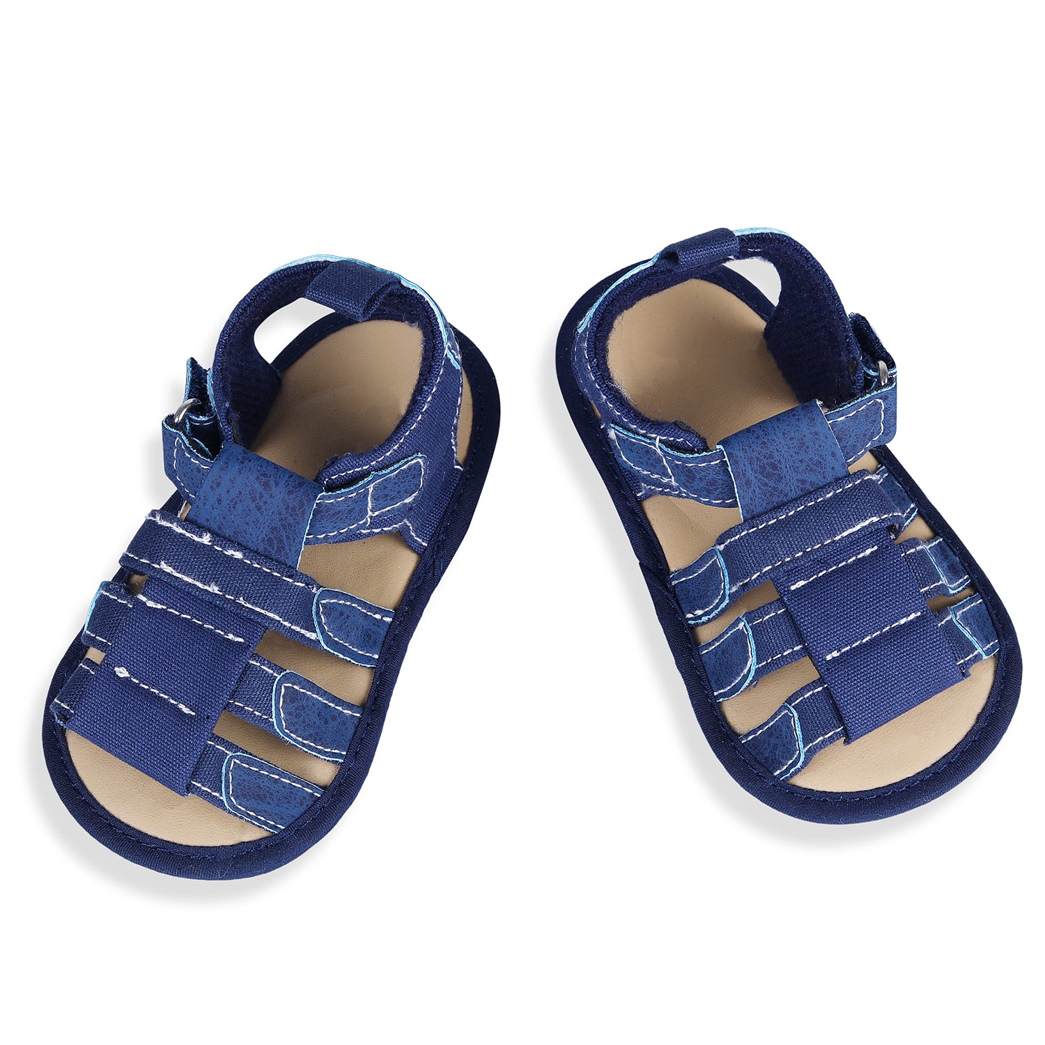 Velcro Hook-Loop Premium Anti-Slip Sandal Booties - Blue - Baby Moo