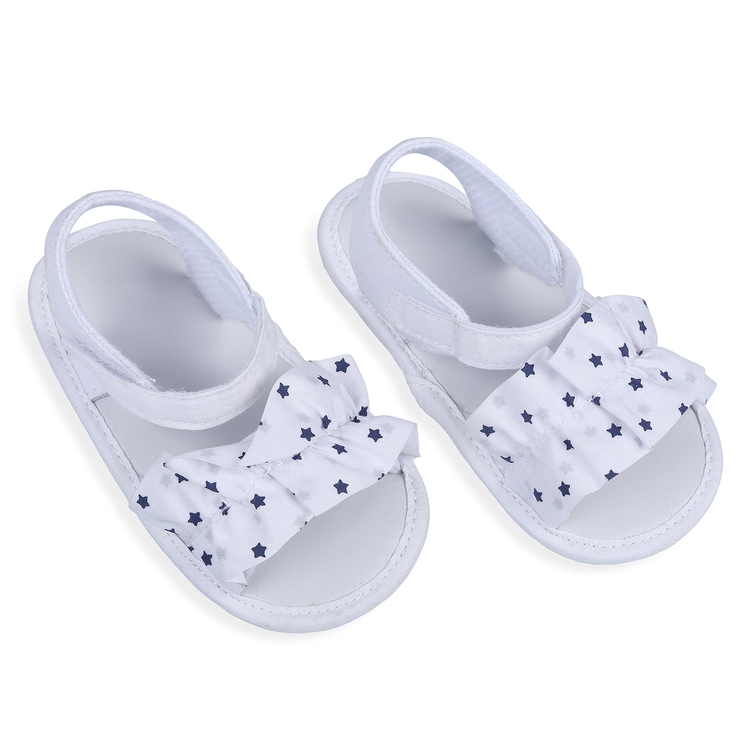 Ruffle Star Premium Girls Anti-Slip Sandal Booties - White - Baby Moo