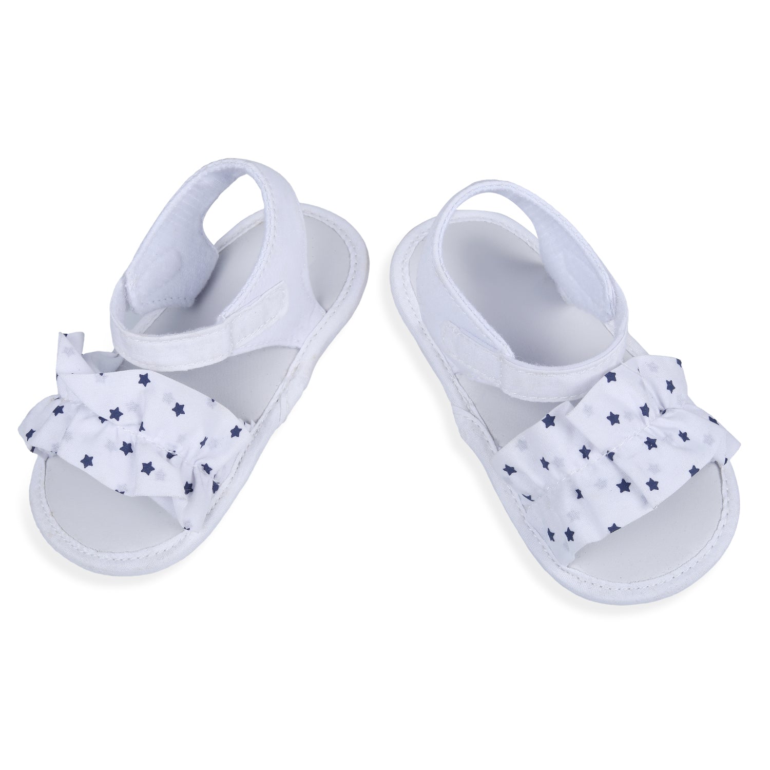 Ruffle Star Premium Girls Anti-Slip Sandal Booties - White - Baby Moo