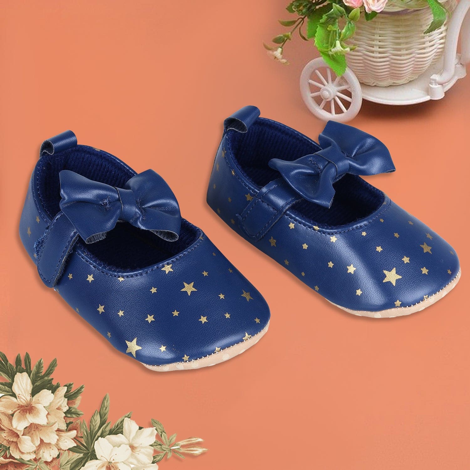 Star Premium Girls Soft Anti-Slip Ballerina Shoes - Navy Blue - Baby Moo