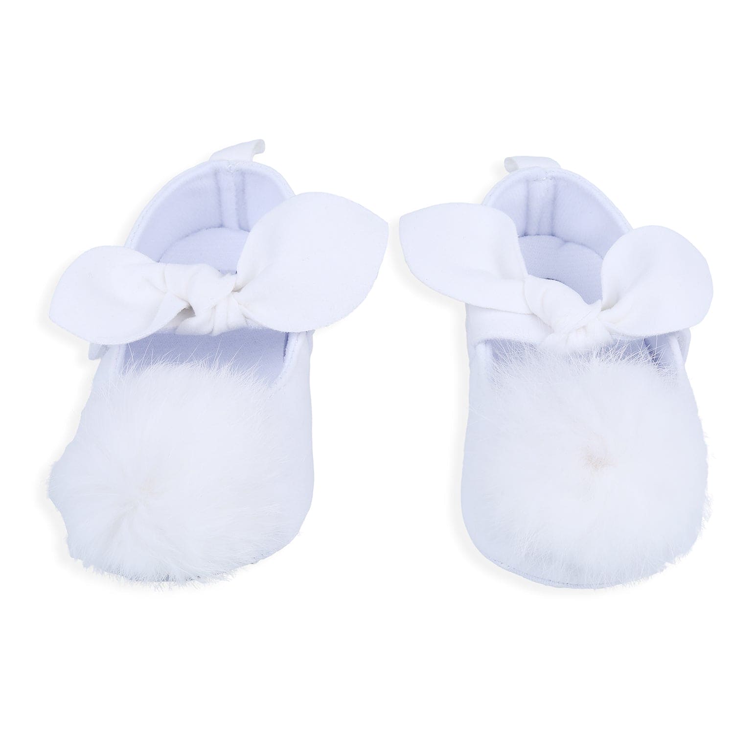 Fur Bowknot Angel Premium Girls Anti-Slip Ballerina Booties - White - Baby Moo