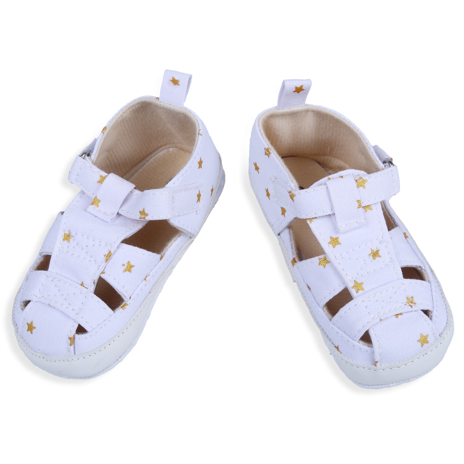 Star Premium Anti-Slip Velcro Hook-Loop Sandal Booties - White