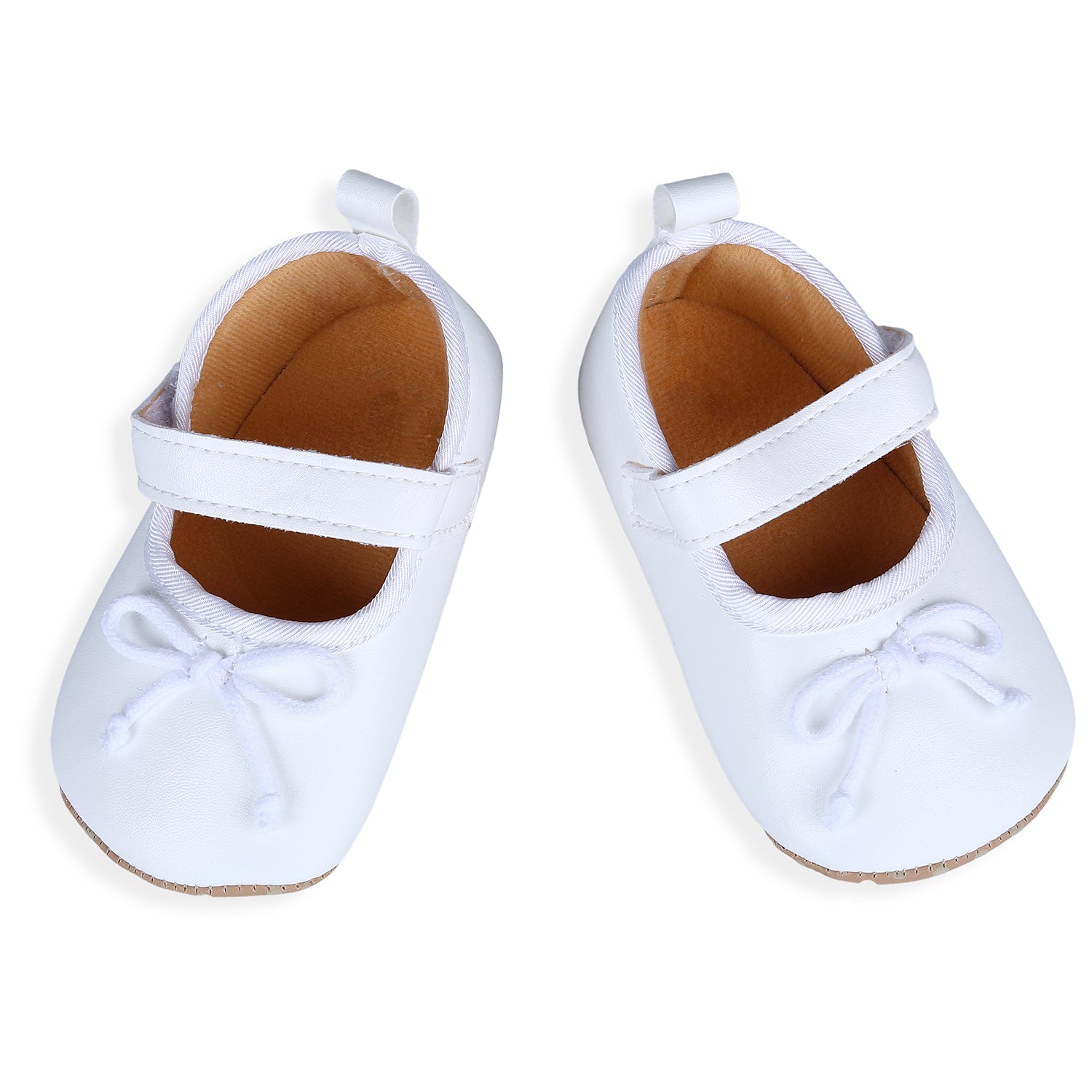 Solid With Bow Premium Girls Anti-Slip Ballerina Shoes - White - Baby Moo