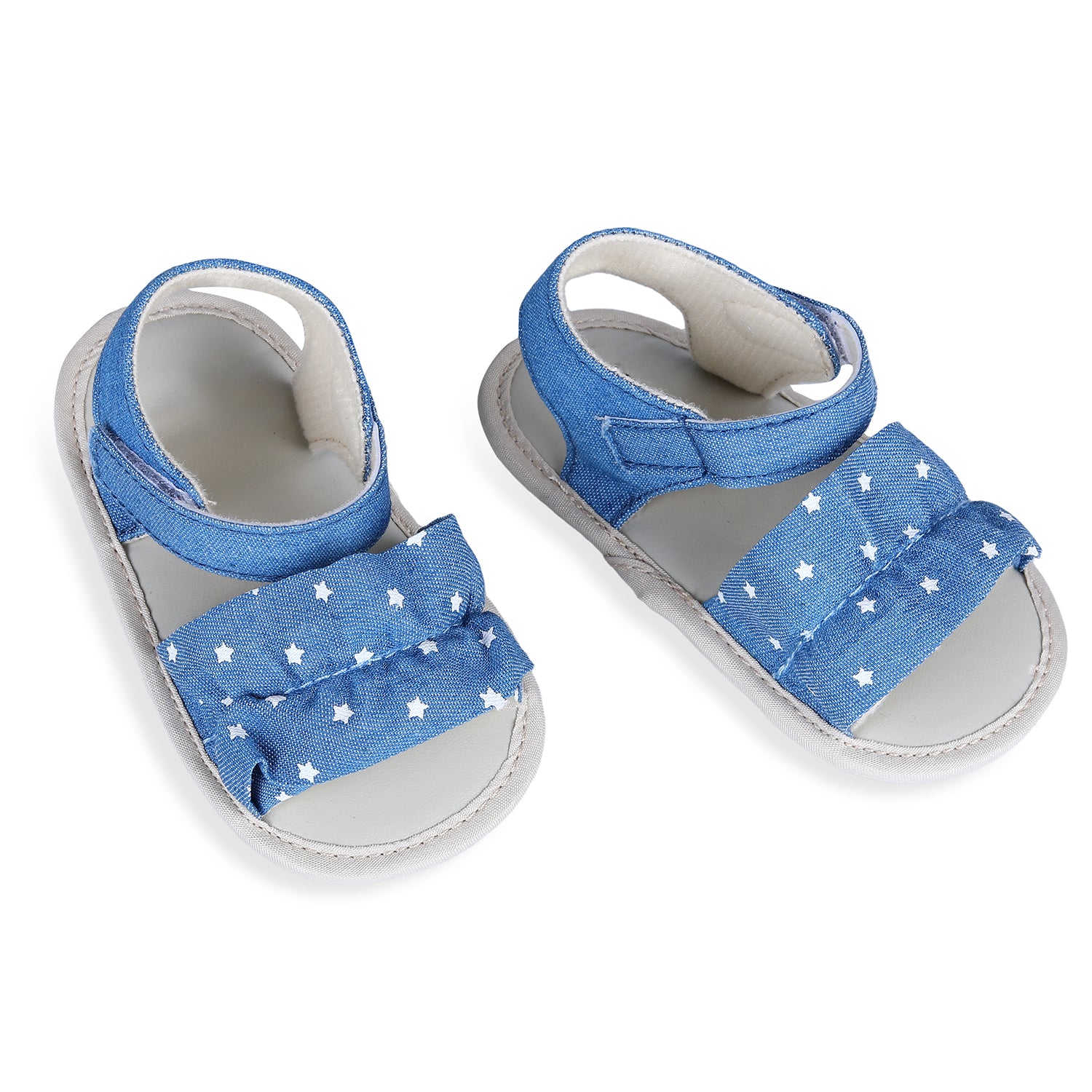 Ruffle Star Premium Girls Anti-Slip Sandal Booties - Blue - Baby Moo