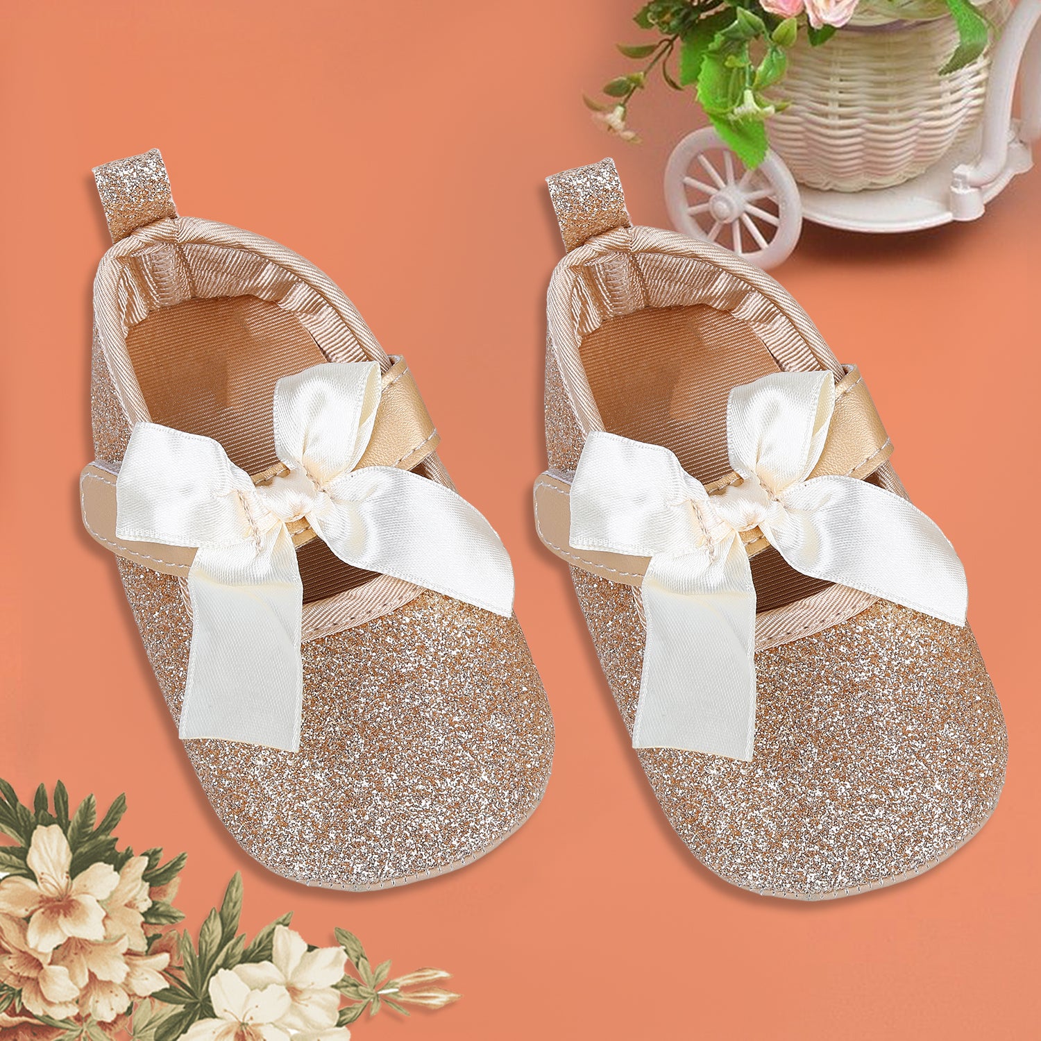Party Wedding Premium Girls Anti-Slip Ballerina Booties - Gold - Baby Moo