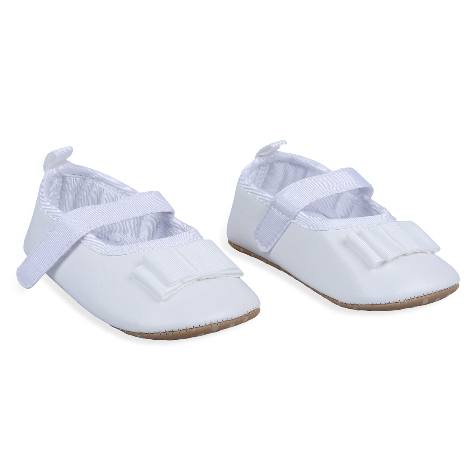 Bow Premium Girls Anti-Slip Ballerina Shoes - White - Baby Moo