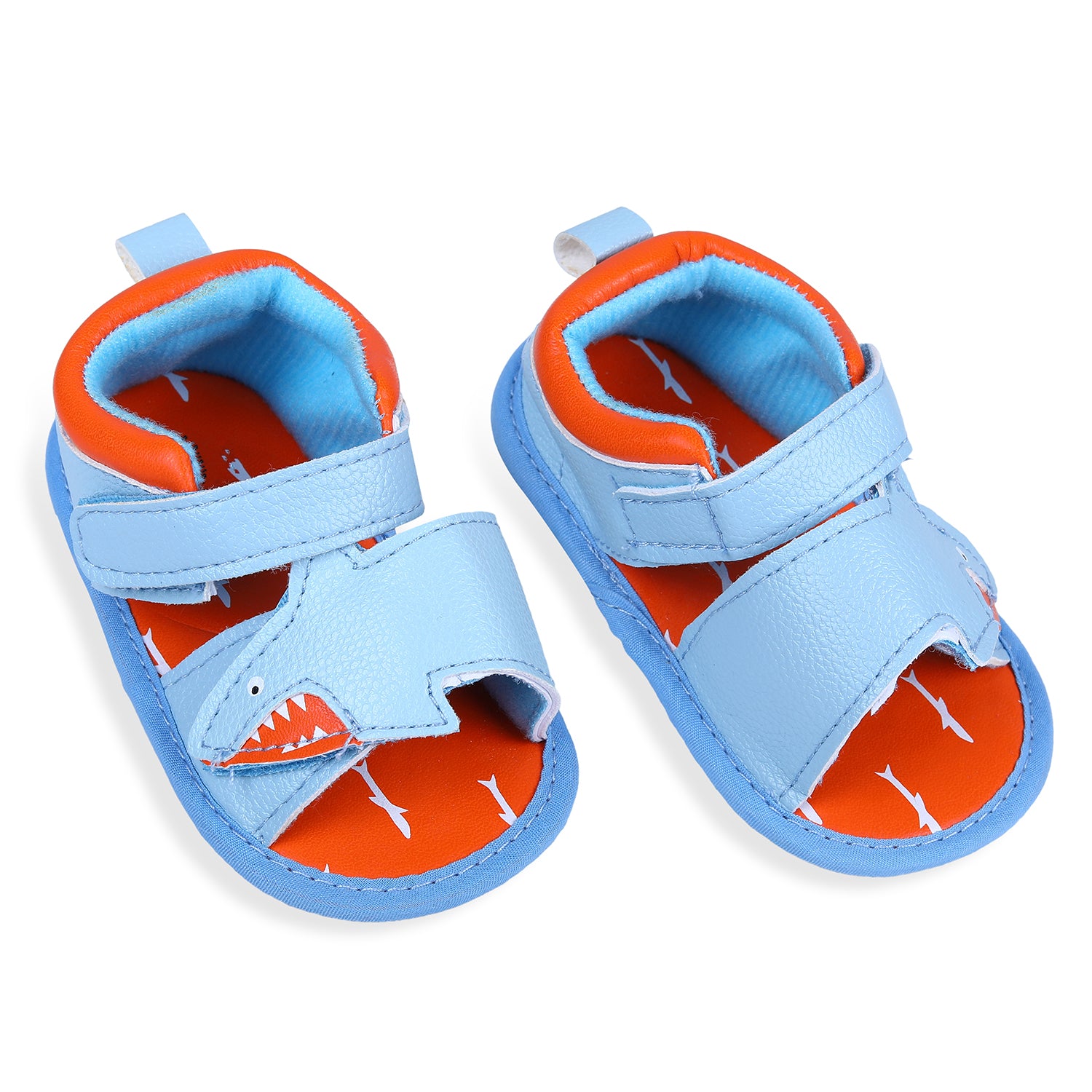 Shark Anti-Slip PU Leather Sole Sandals - Blue - Baby Moo