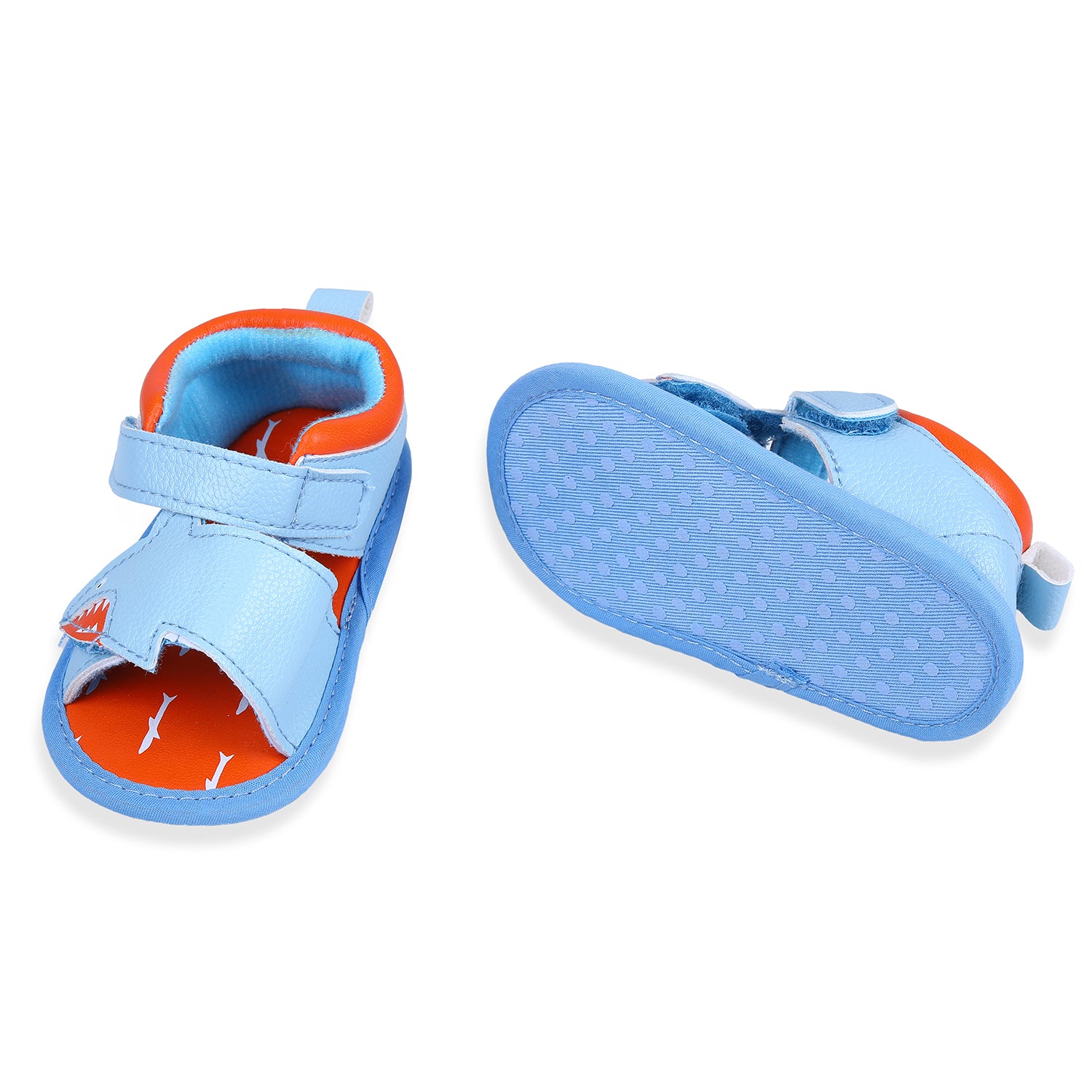 Shark Anti-Slip PU Leather Sole Sandals - Blue - Baby Moo