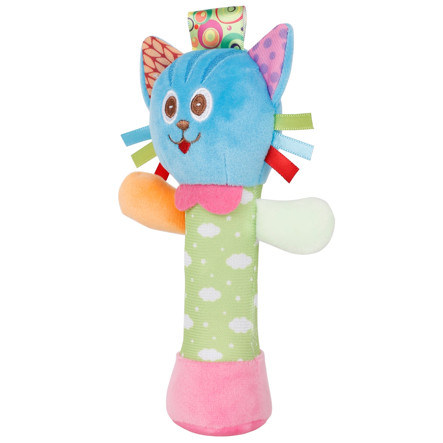Cute Cat Multicolour Handheld Rattle Toy - Baby Moo