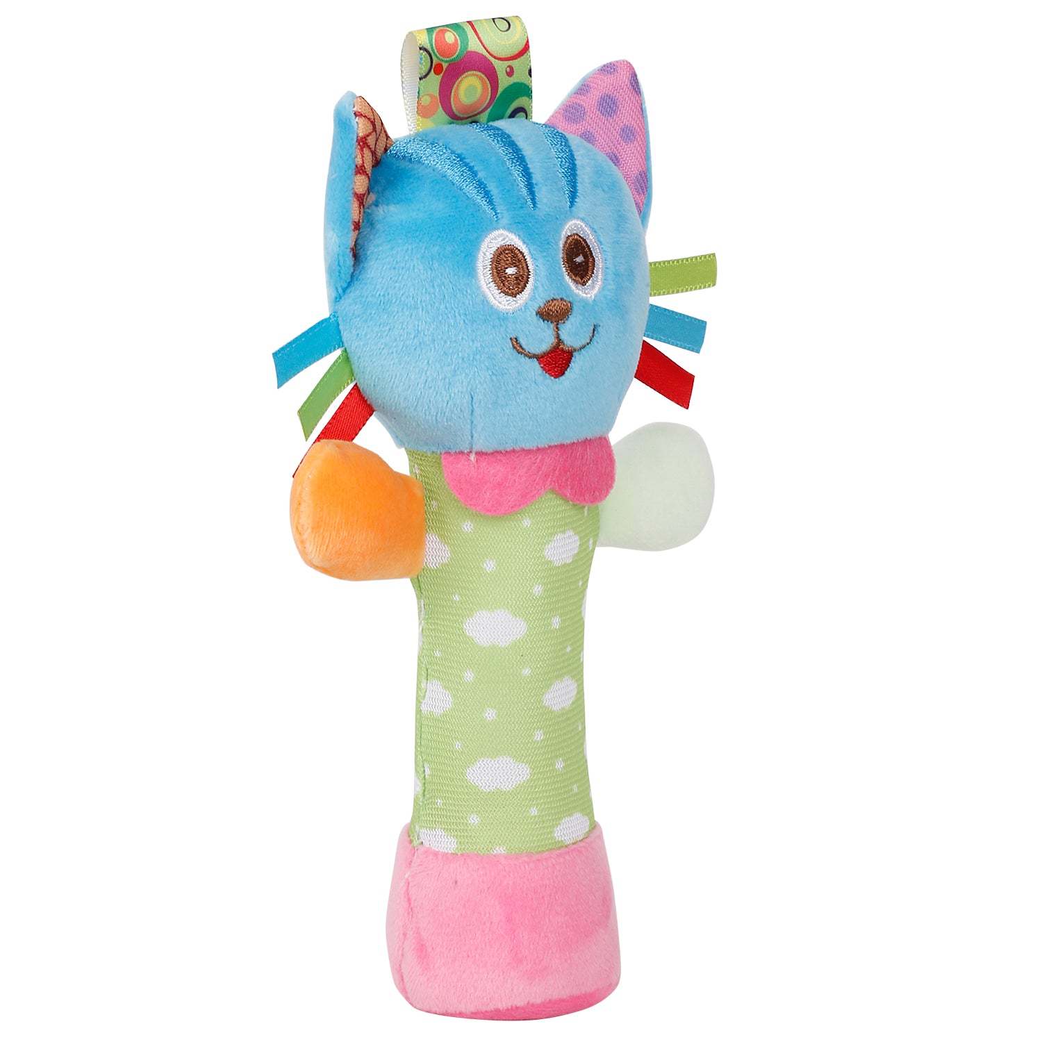 Cute Cat Multicolour Handheld Rattle Toy - Baby Moo