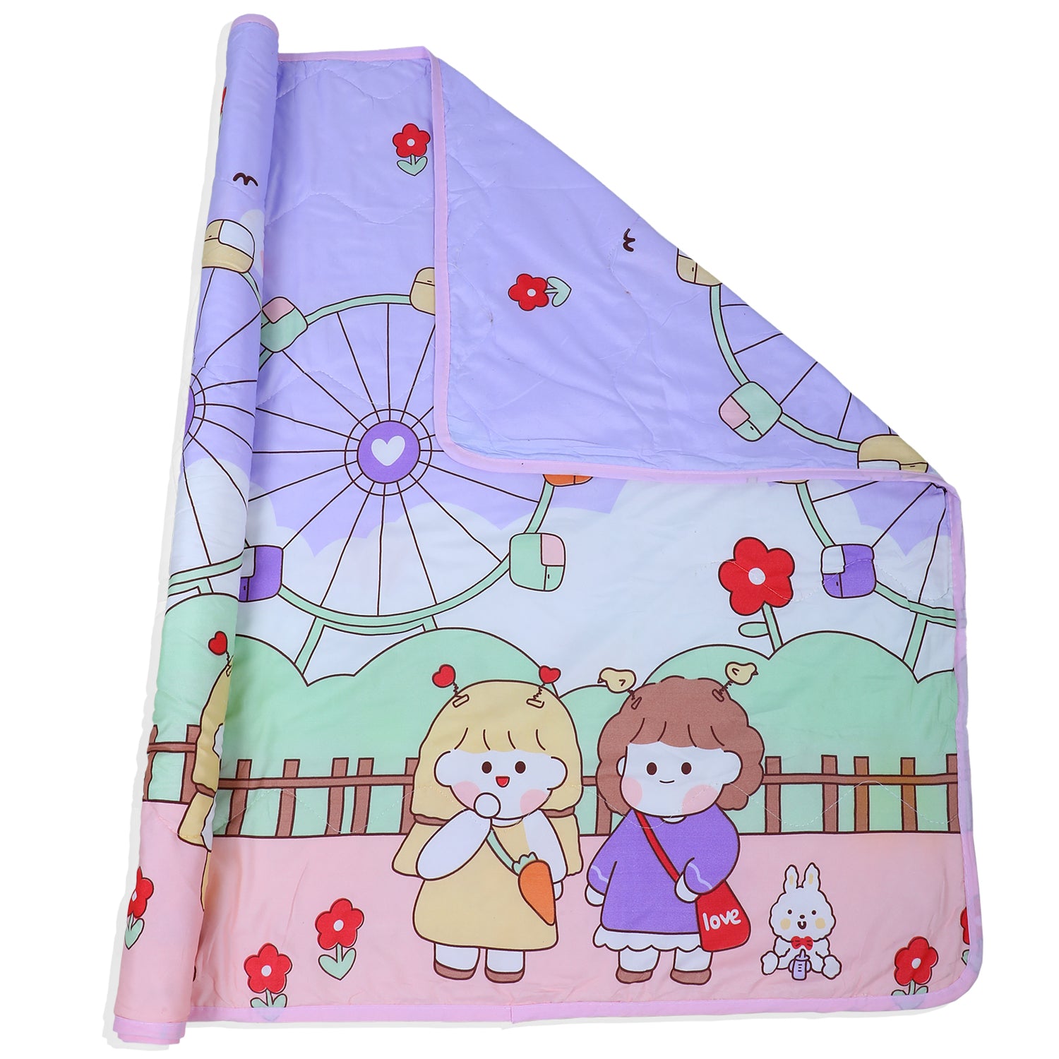 Baby Moo Ferris Wheel Soft Quilted Premium Reversible Blanket - Multicolour - Baby Moo