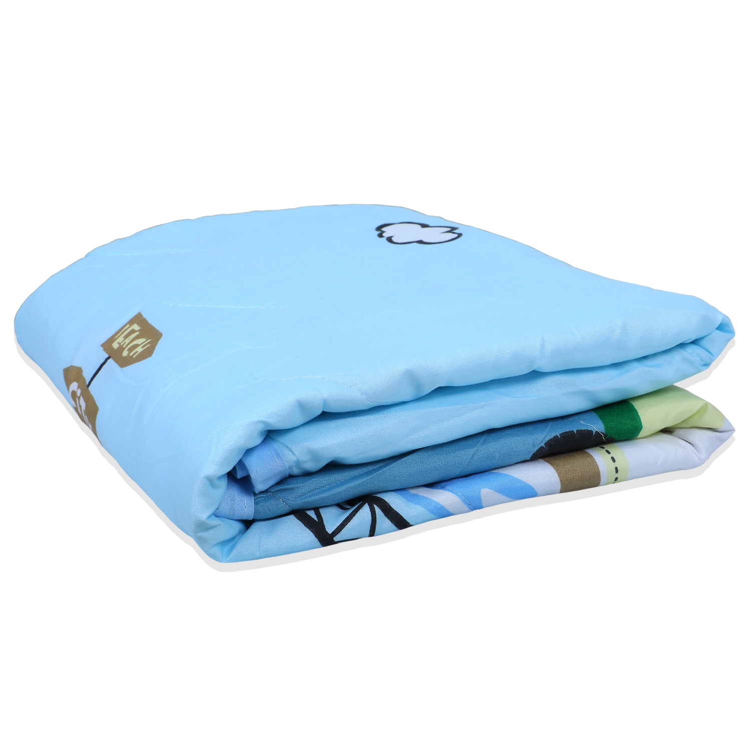 Baby Moo Farm Construction Soft Quilted Premium Reversible Blanket - Blue - Baby Moo