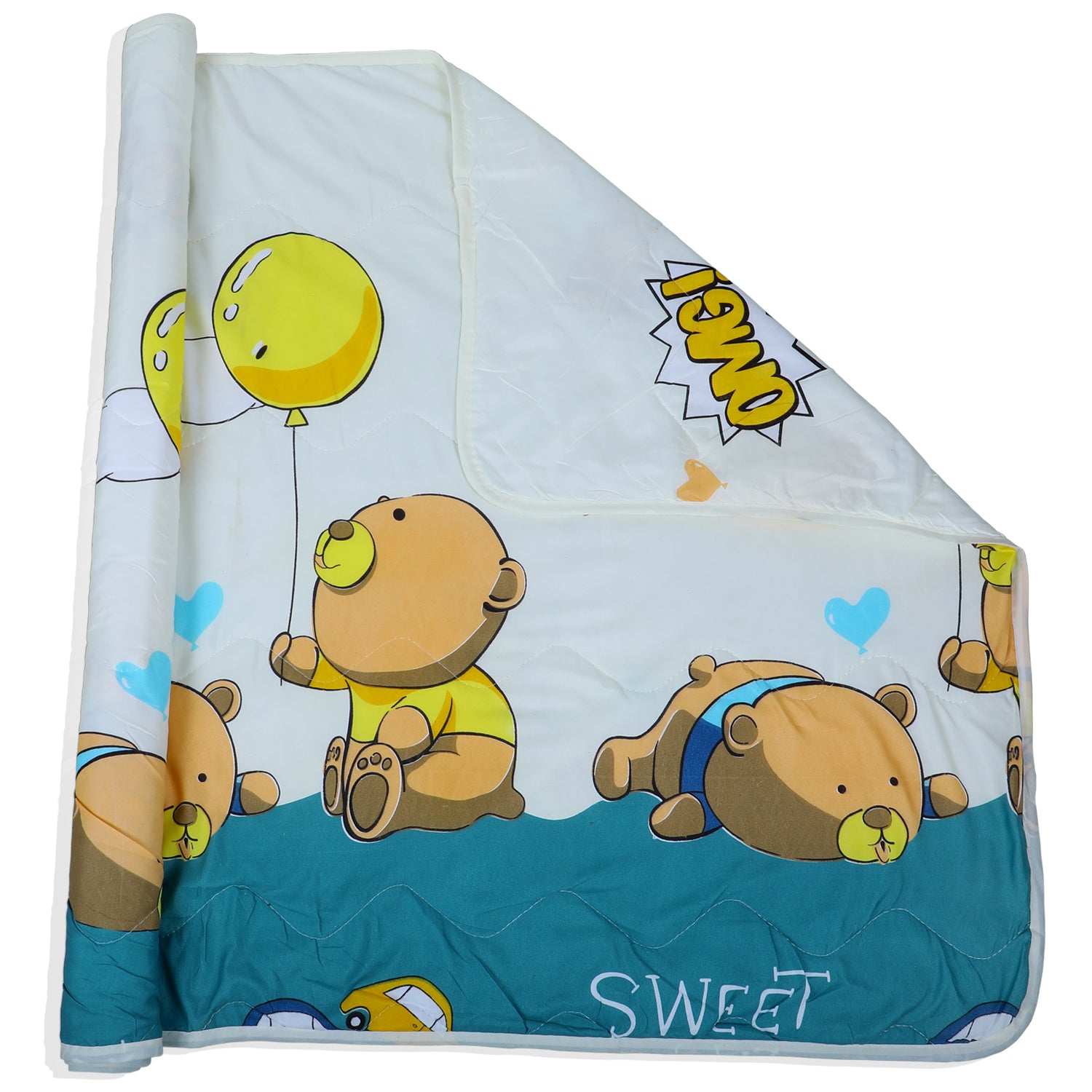 Baby Moo Bear Party Soft Quilted Premium Reversible Blanket - White - Baby Moo