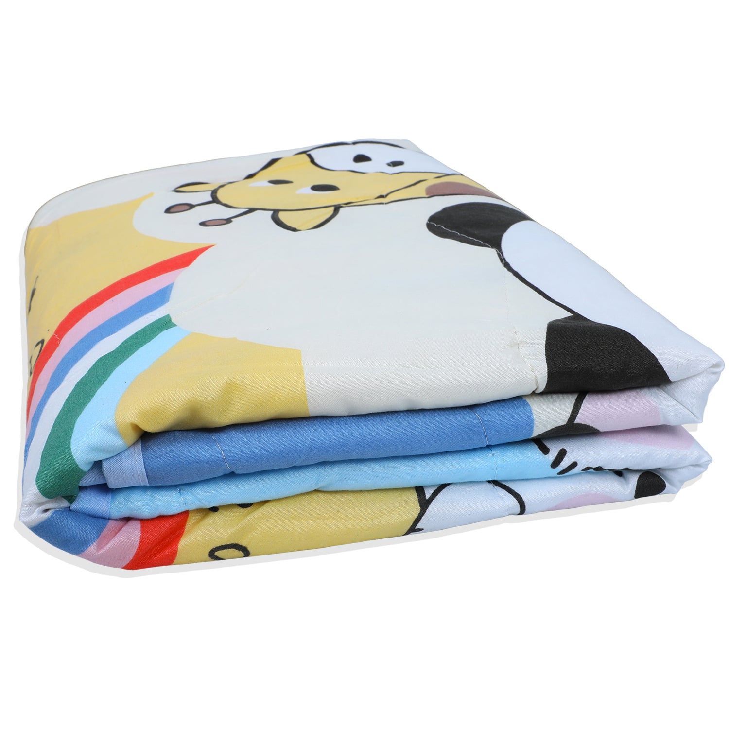 Baby Moo Rainbows And Animals Soft Quilted Premium Reversible Blanket - Multicolour - Baby Moo