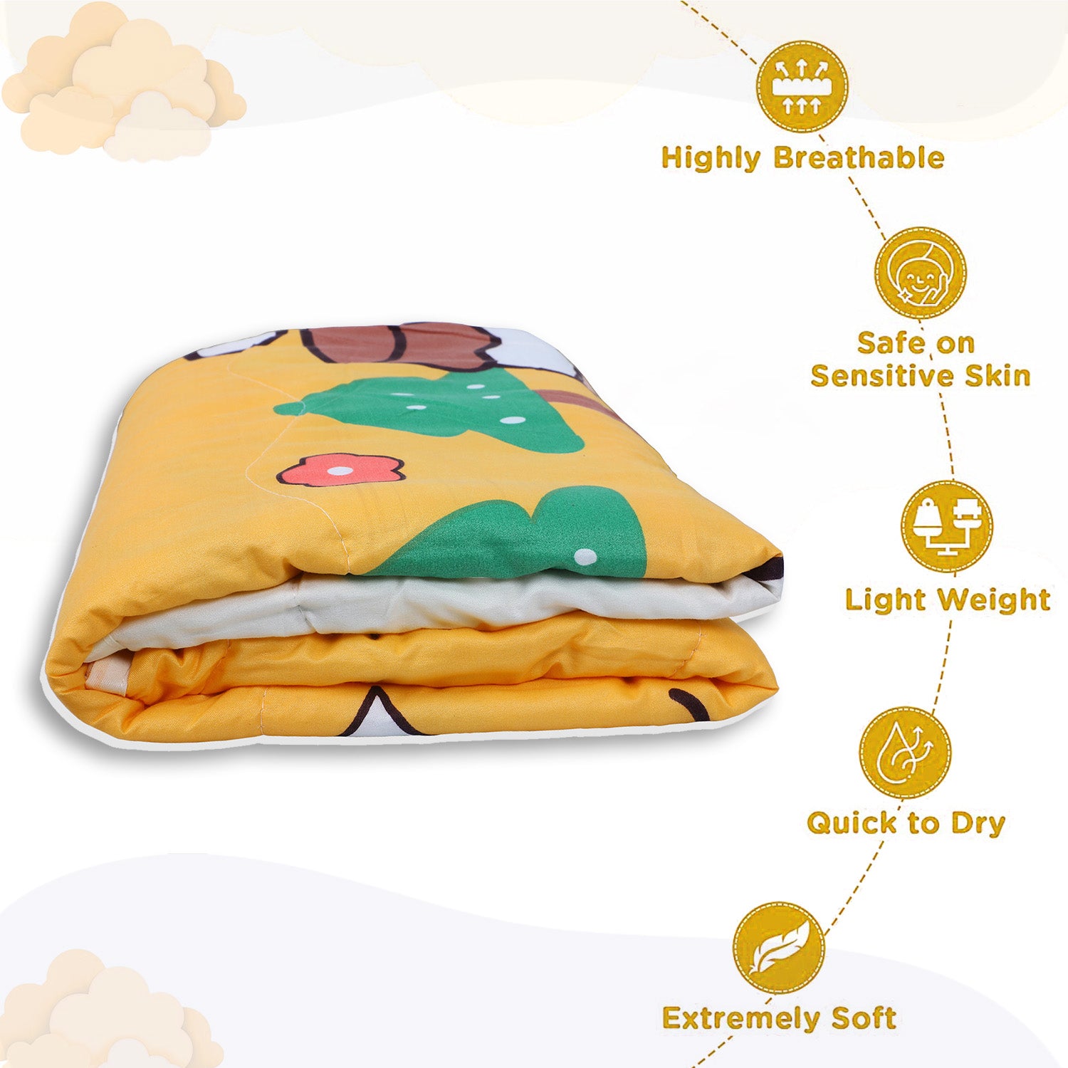 Baby Moo Cuddly Cow Soft Quilted Premium Reversible Blanket - Yellow - Baby Moo