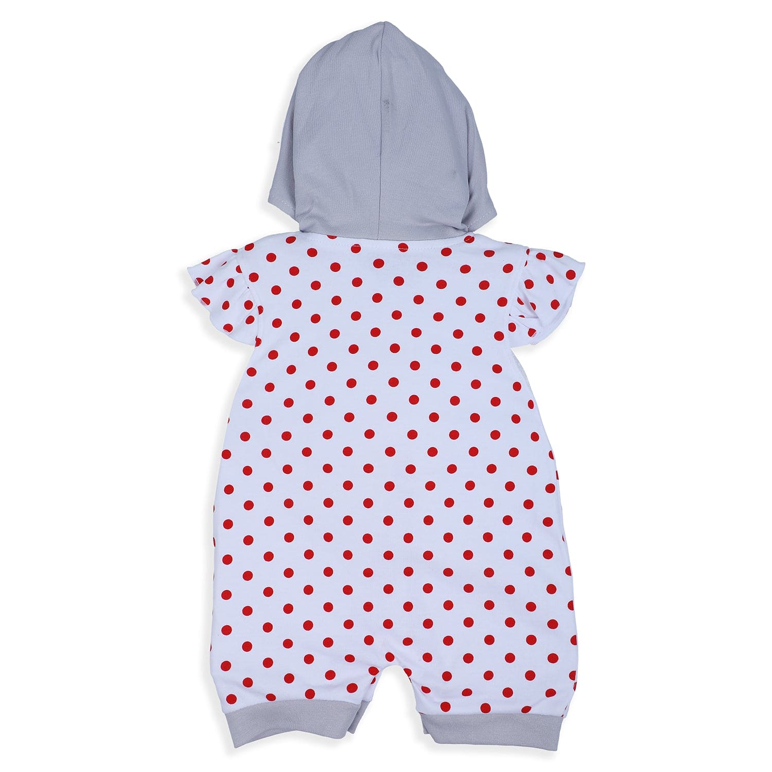 Baby Moo Little Penguin Embroidered Soft Cotton Girls Hooded Short Romper - Red - Baby Moo