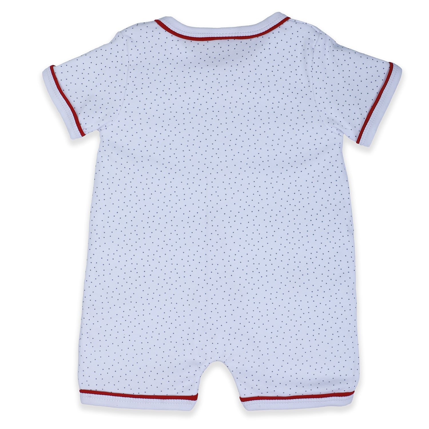 Baby Moo Star Teddy Embroidered Soft Cotton Short Romper - White - Baby Moo