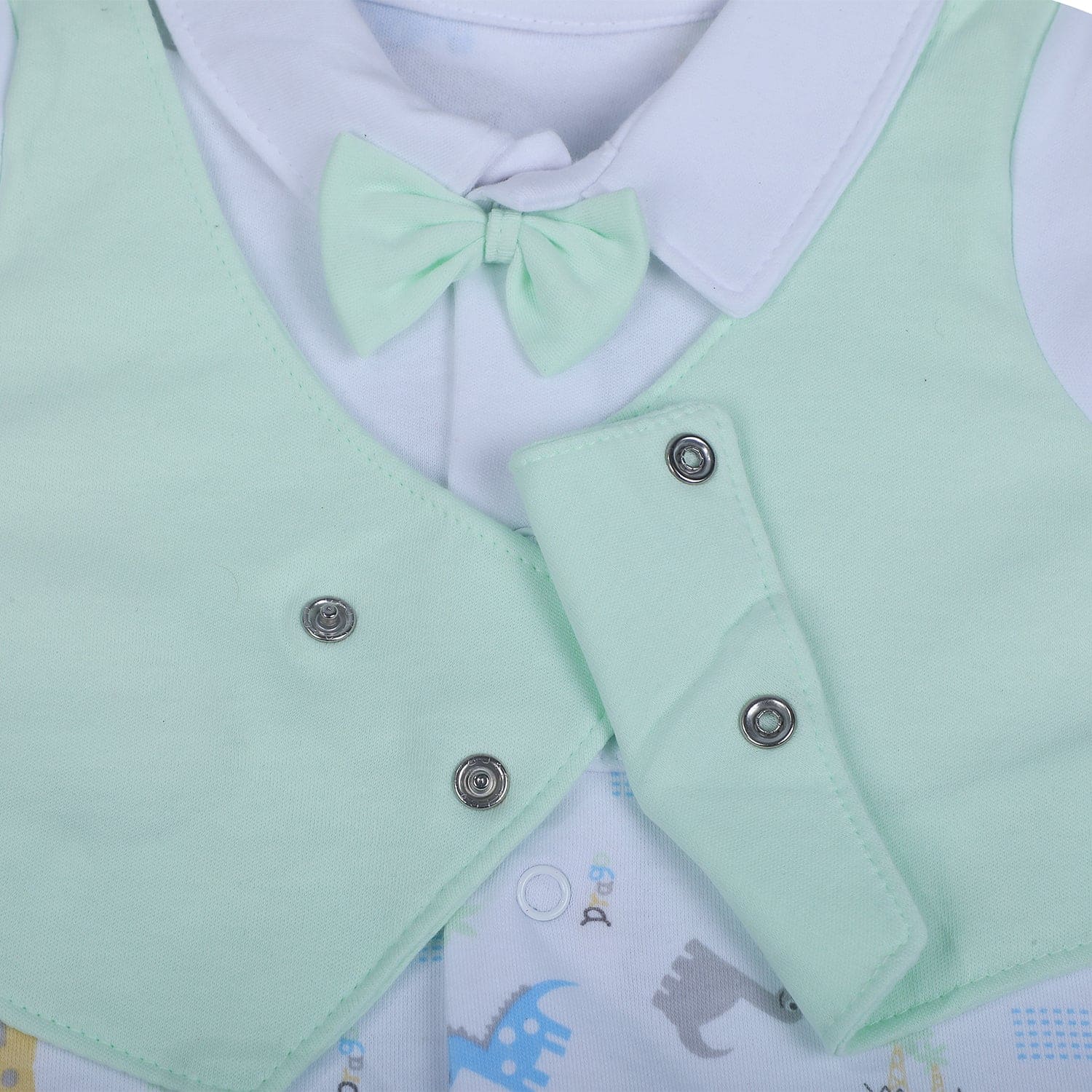 Baby Moo Stylish Dino With Elegant Bow Short Romper - Green - Baby Moo