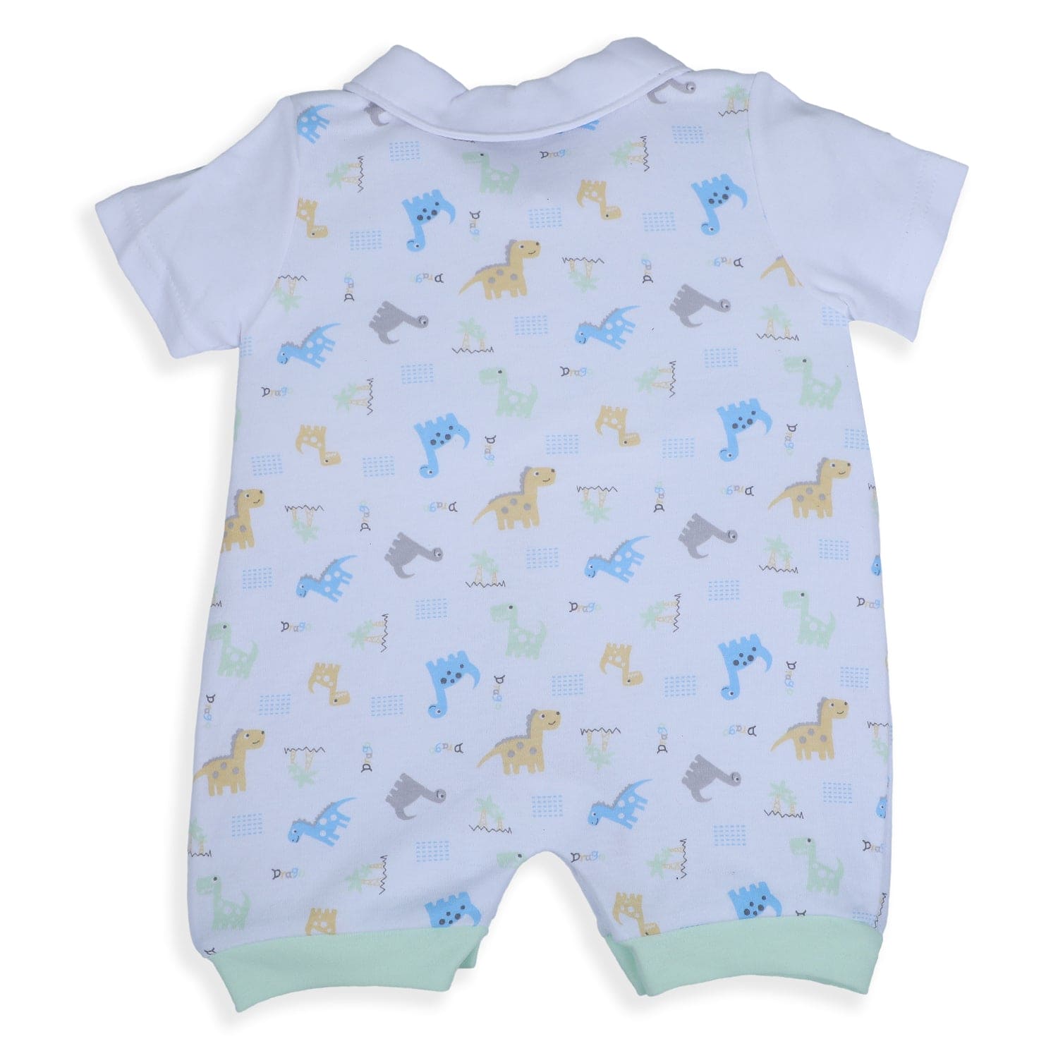 Baby Moo Stylish Dino With Elegant Bow Short Romper - Green - Baby Moo