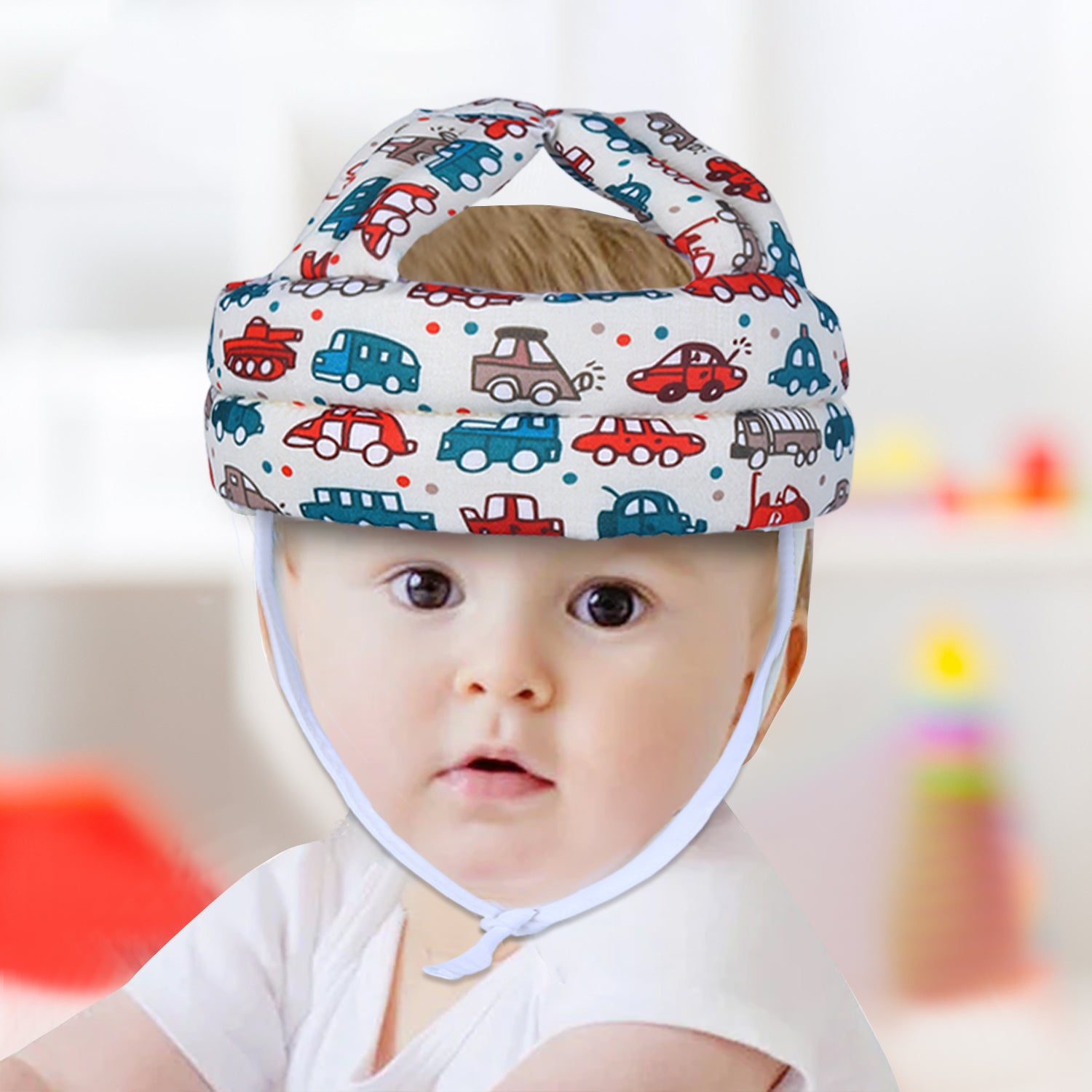 Baby Moo Car & Truck Head Protection Adjustable Cushioned Safety Helmet - Cream - Baby Moo