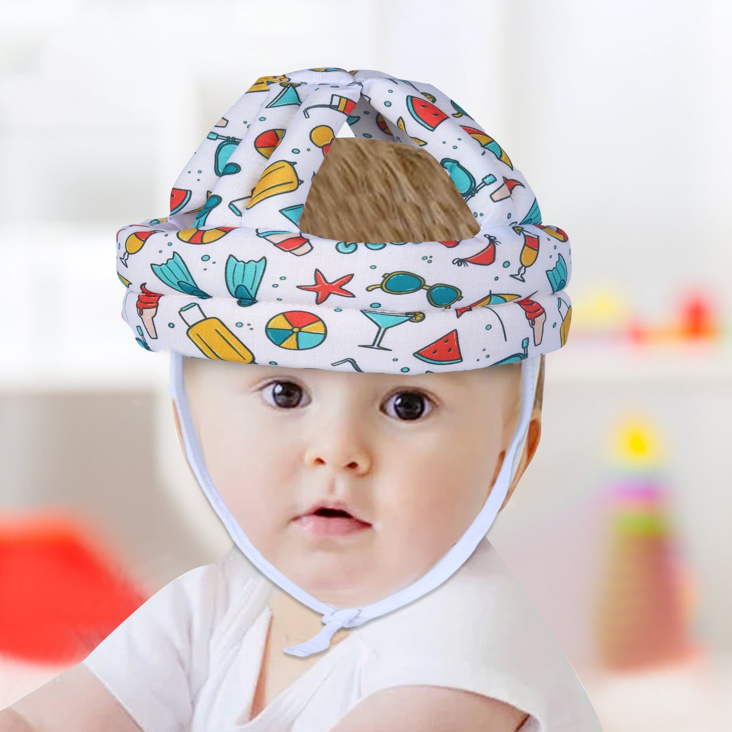 Baby Moo Diving Trip Head Protection Adjustable Cushioned Safety Helmet - White