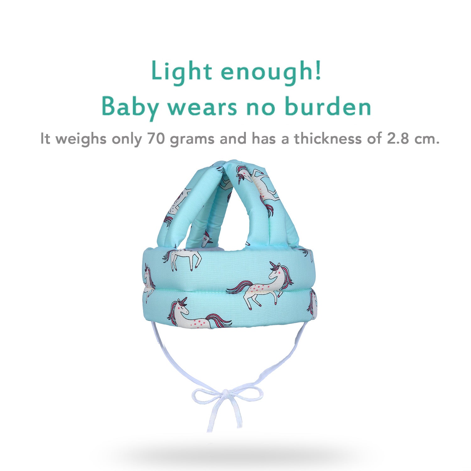 Baby Moo Unicorn Head Protection Adjustable Cushioned Safety Helmet - Turquoise - Baby Moo