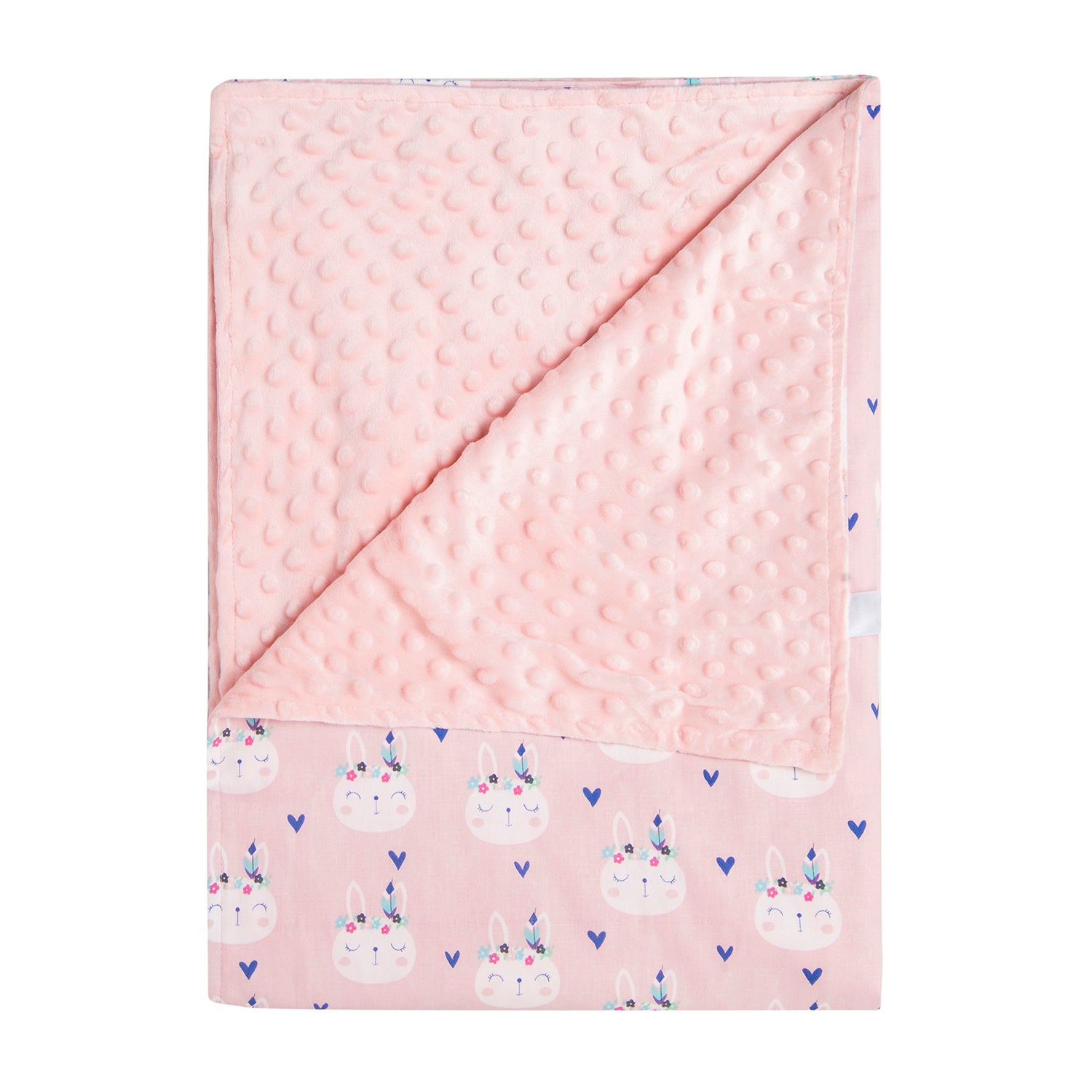 Floral Bunny Cozy Reversible Bubble Blanket Peach - Baby Moo