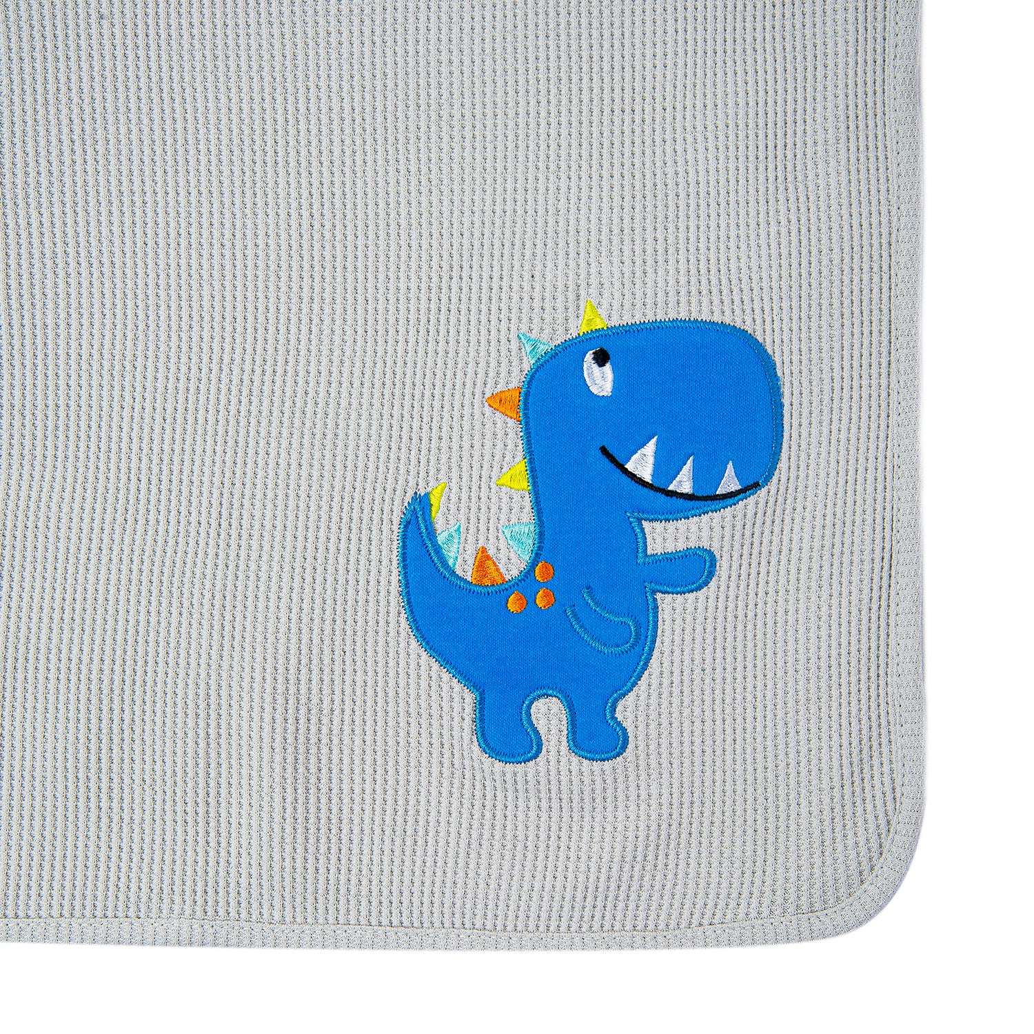 Dinosaur Light Waffle Blanket Grey And Blue - Baby Moo