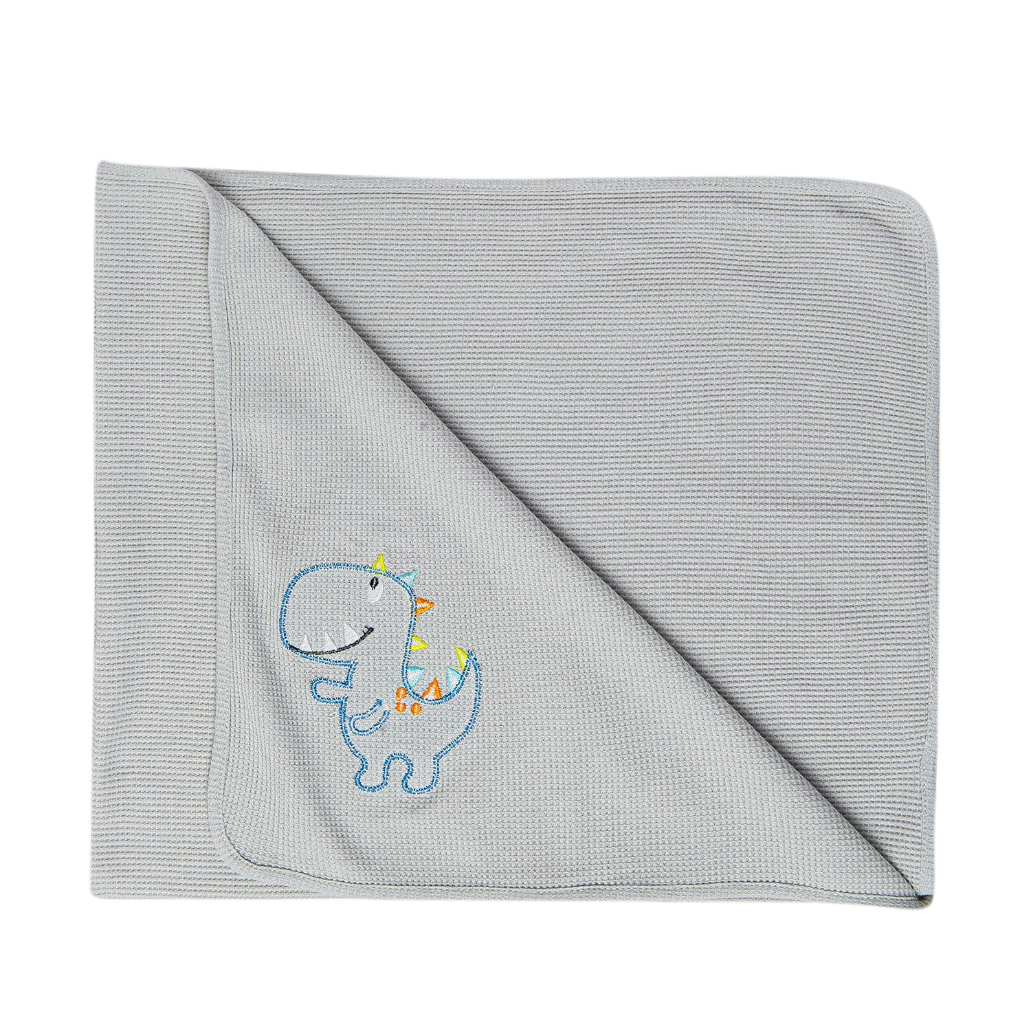 Dinosaur Light Waffle Blanket Grey And Blue - Baby Moo