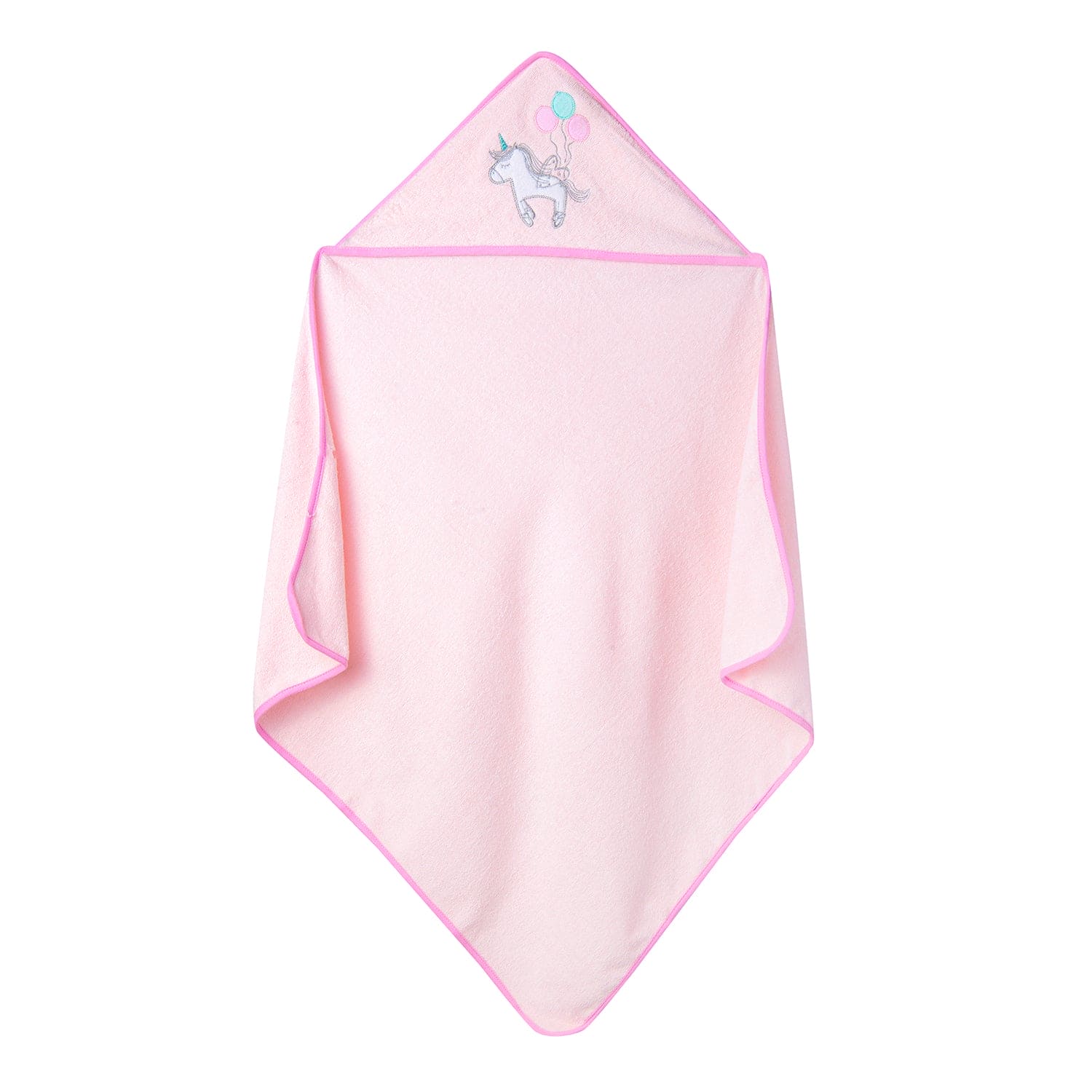 Hooded Towel And 4 Wash Cloth Gift Set Unicorn Balloon Pink - Baby Moo