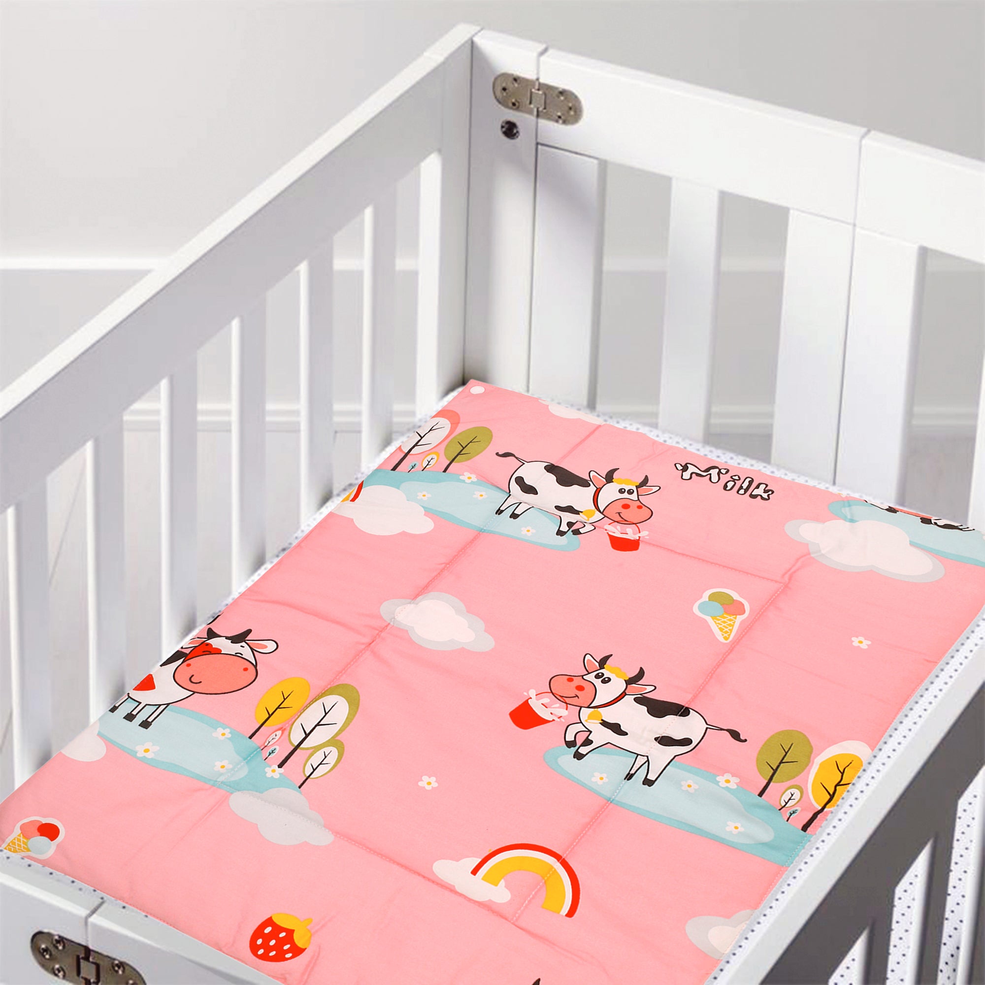 Waterproof Changing Sheet Set Milkaholic Peach - Baby Moo