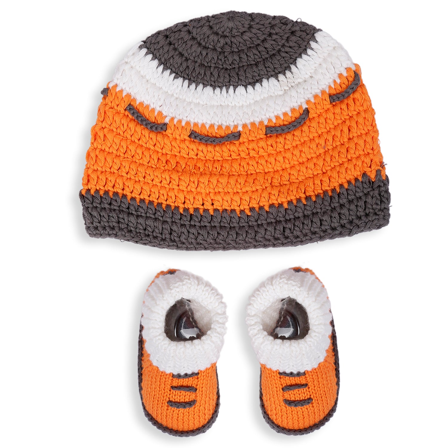 Cap And Booties Gift Set Soft Knitted Orange