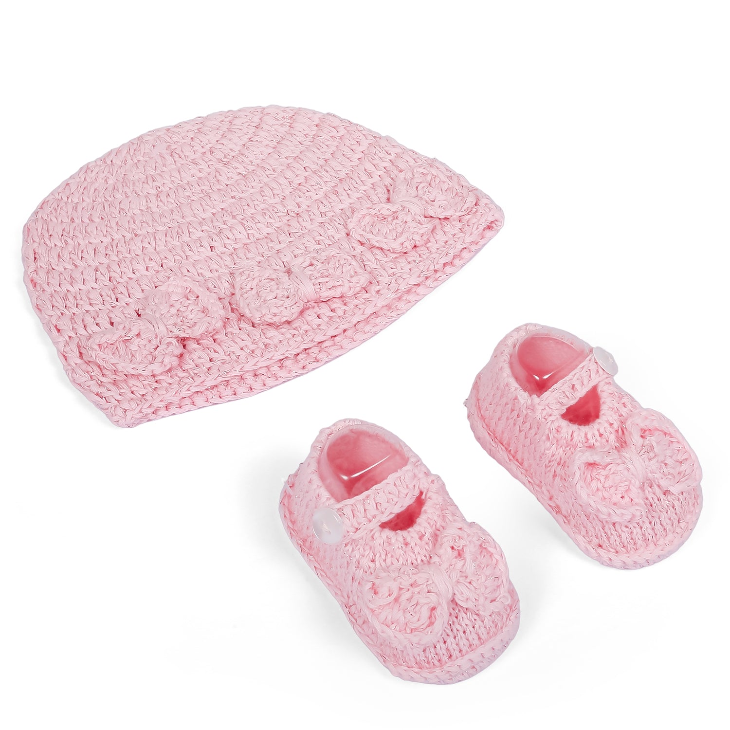 Cap And Booties Gift Set Soft Knitted Peach