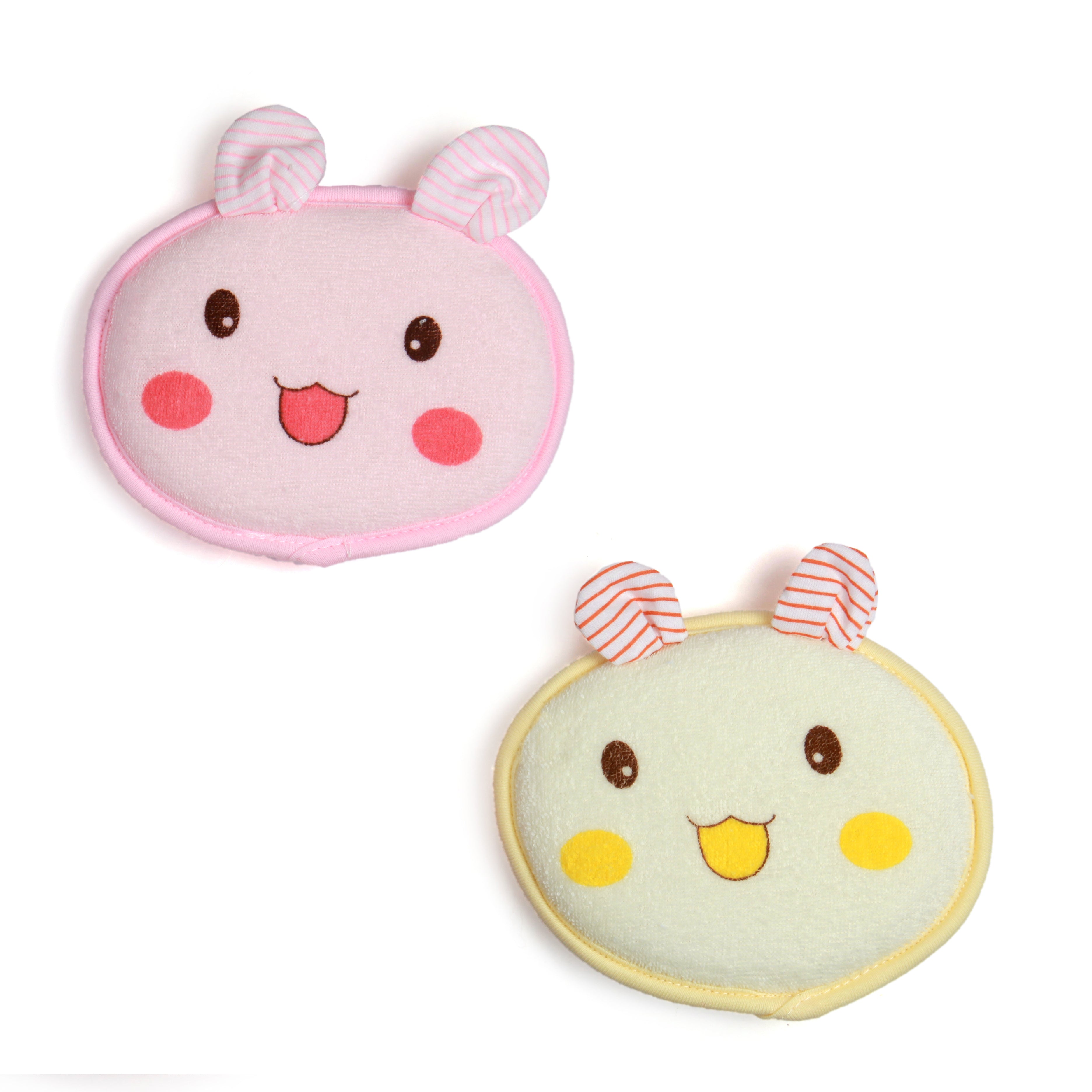 Smart Bunny Pink And Yellow 2 Pk Bath Sponge Pad With Handle - Baby Moo