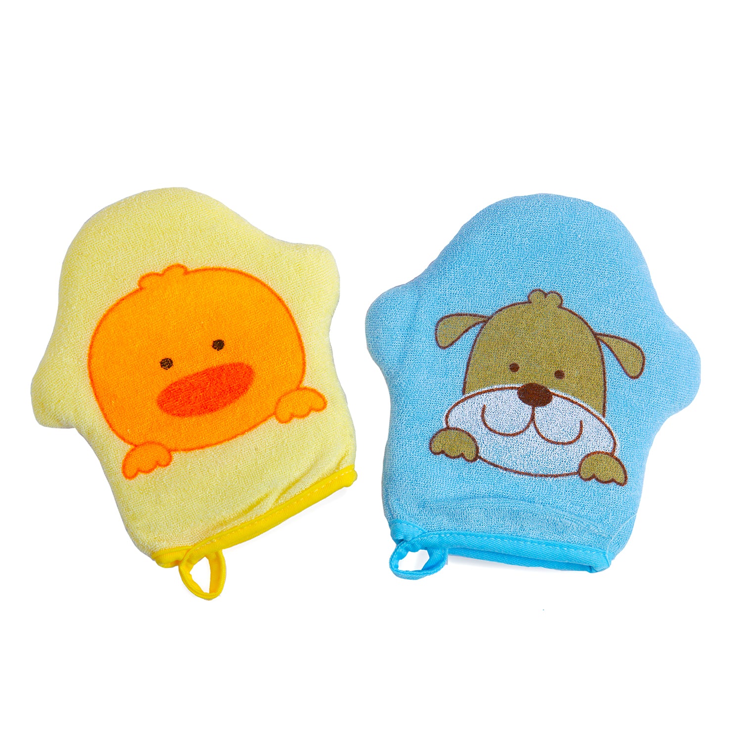 Duck Yellow And Puppy Love Blue 2 Pk Hand Glove Bath Sponge - Baby Moo